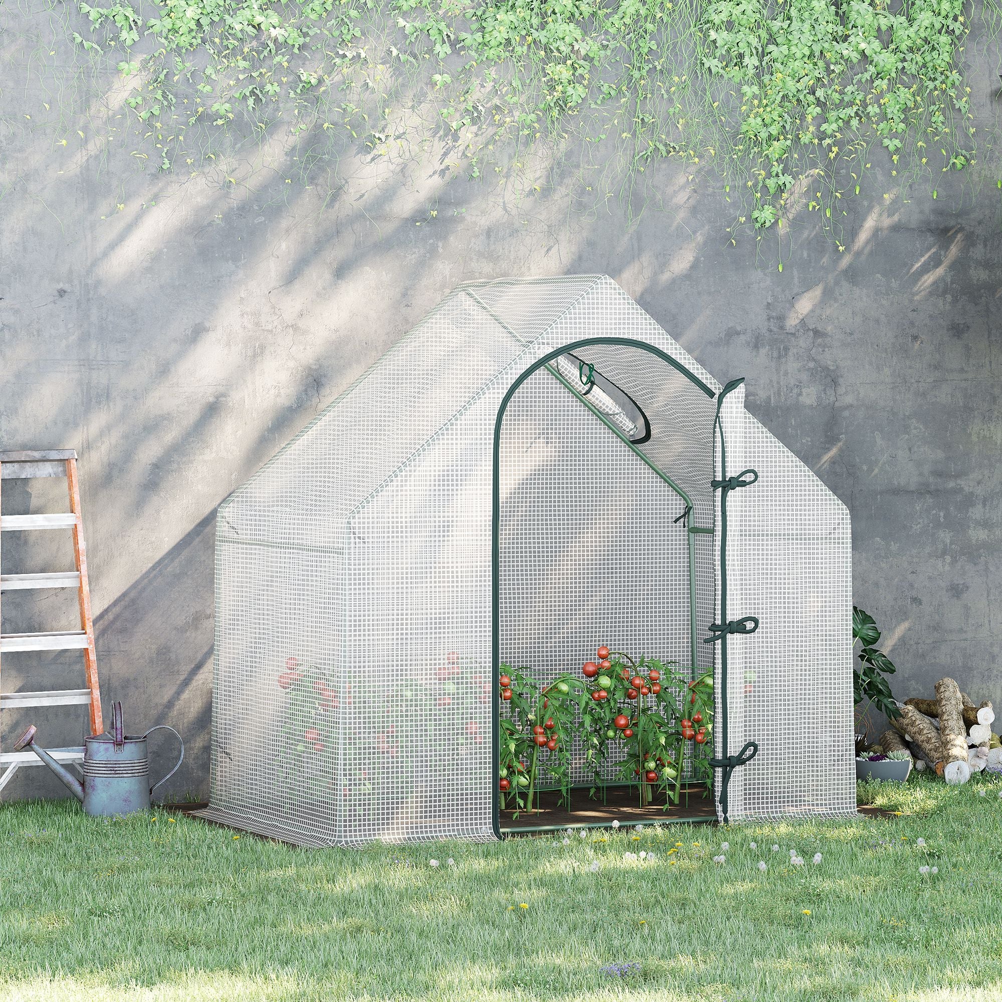 Outsunny Walk-In Portable Greenhouse Mini Grown House With Steel Frame Window Plants - Image 2