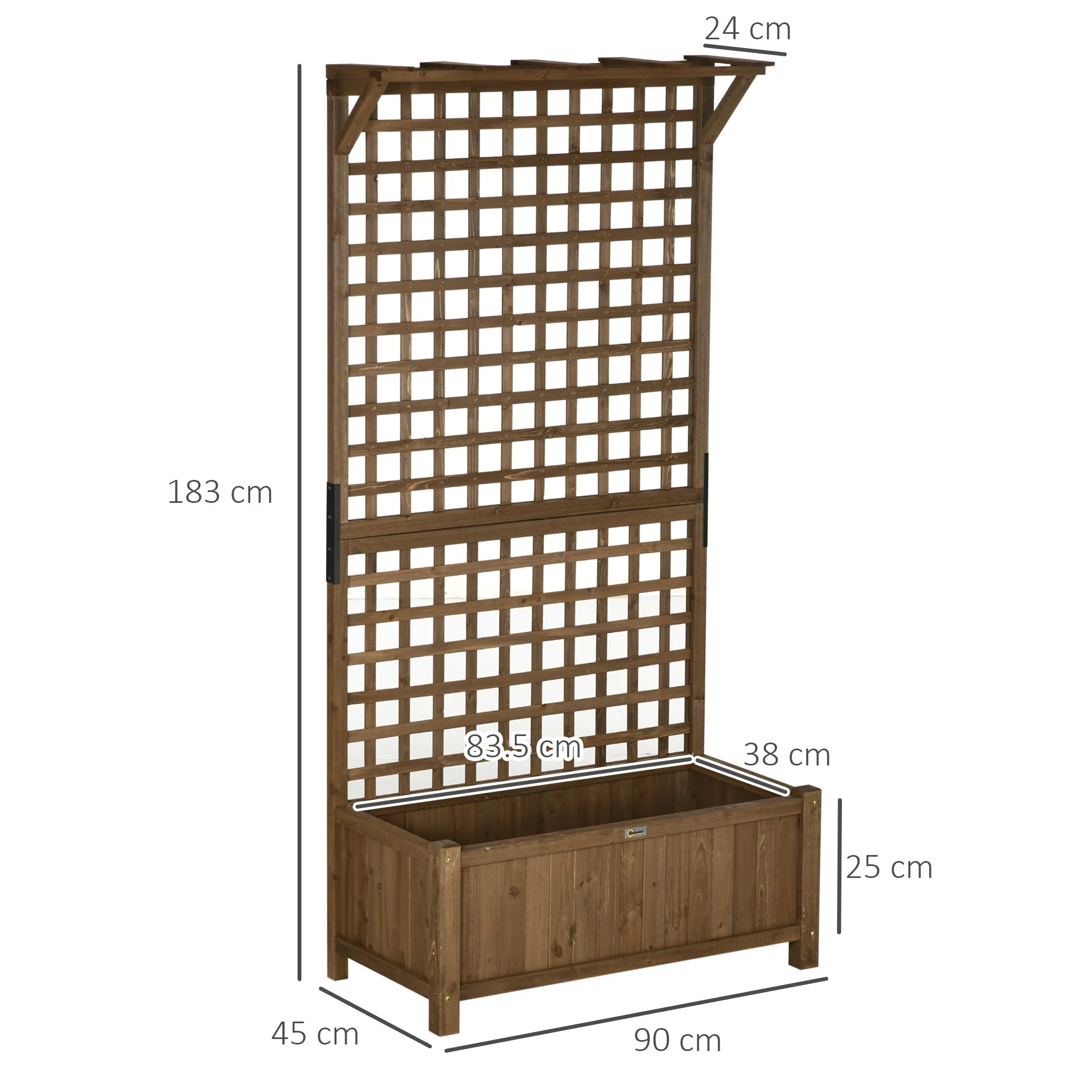 Outsunny Wood Planter with Trellis for Vine Climbing - Image 3