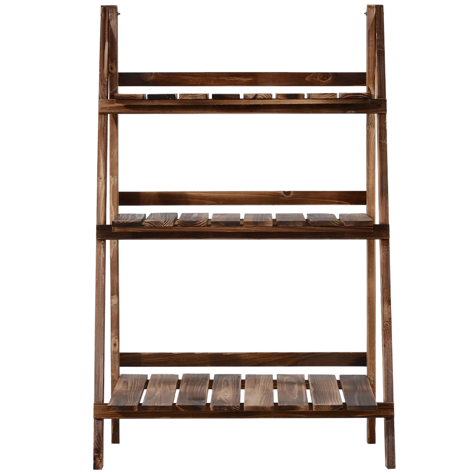 Outsunny Wooden Folding Flower Pot Stand 3 Tier Garden Planter Display Ladder Gardener Storage Shelves Rack Herb Holder (60L X 37W X 93H (cm)) - Image 9