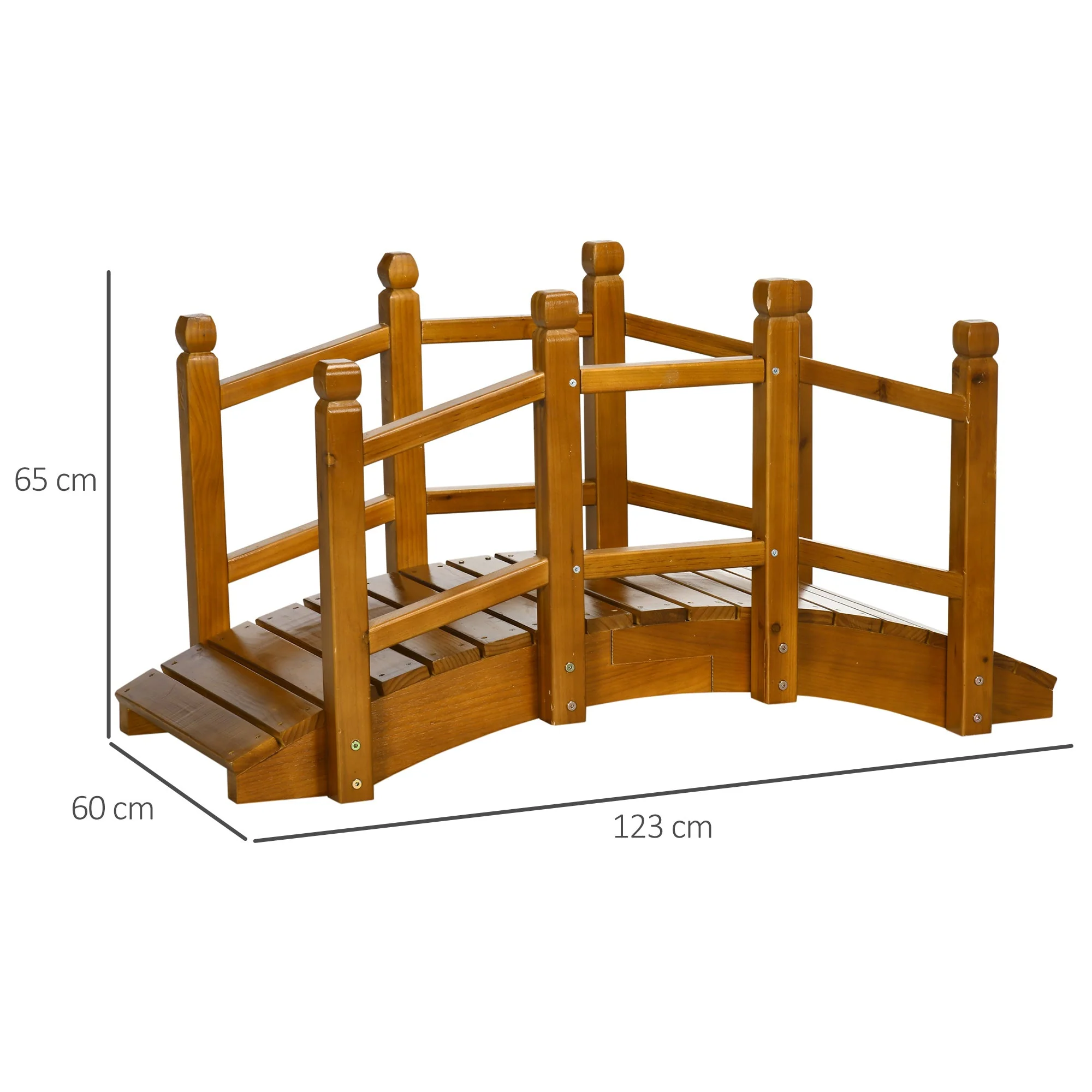 Outsunny Wooden Garden Bridge with Safety Railings - Image 3