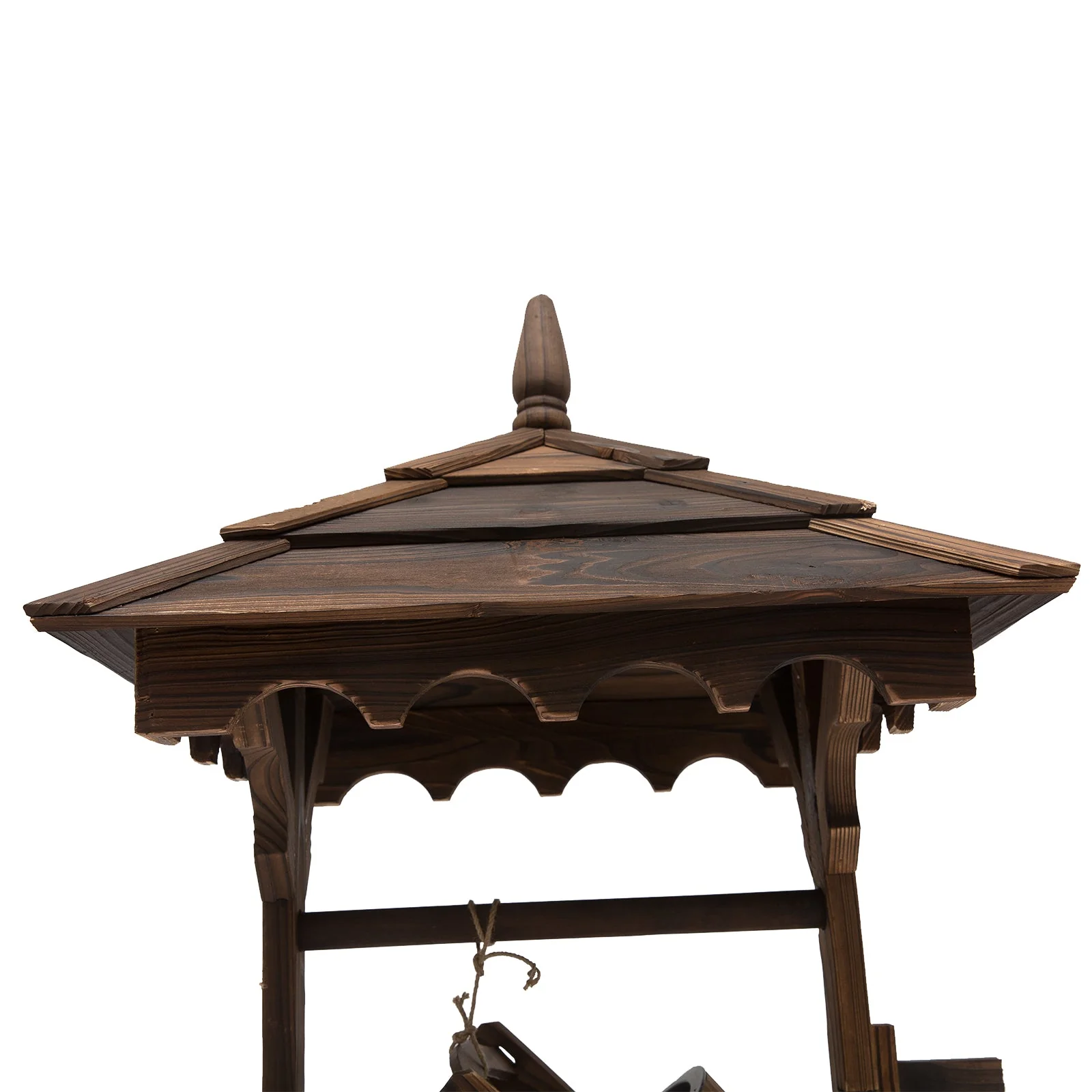 Outsunny Wooden Garden Wishing Well Fountain Barrel Waterfall Rustic Wood With Pump Garden Dcor Ornament - Image 7