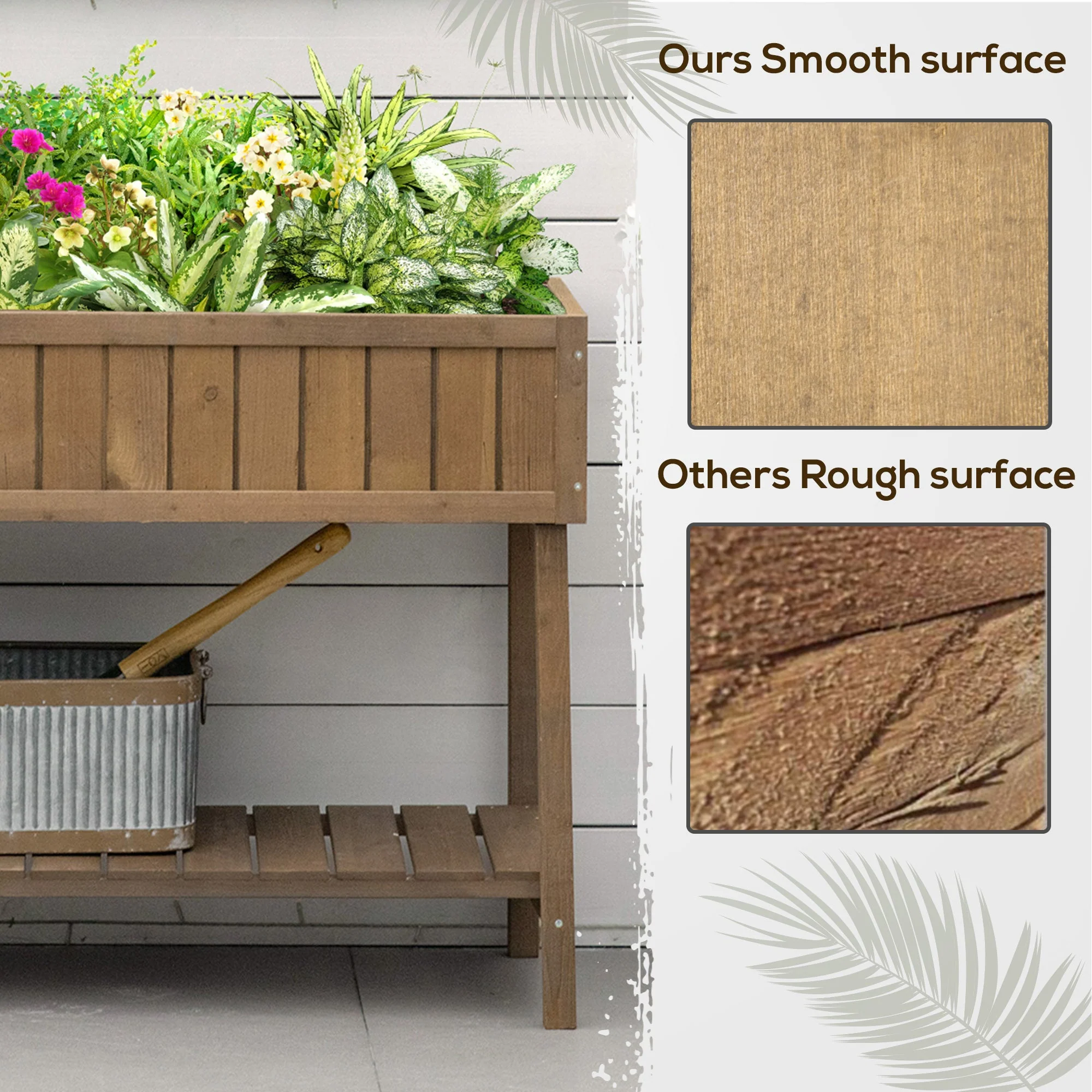 Outsunny Wooden Herb Planter Raised Bed Container Garden Plant Stand Bed 8 Boxes 110L X 46W X 76H cm Brown - Image 7