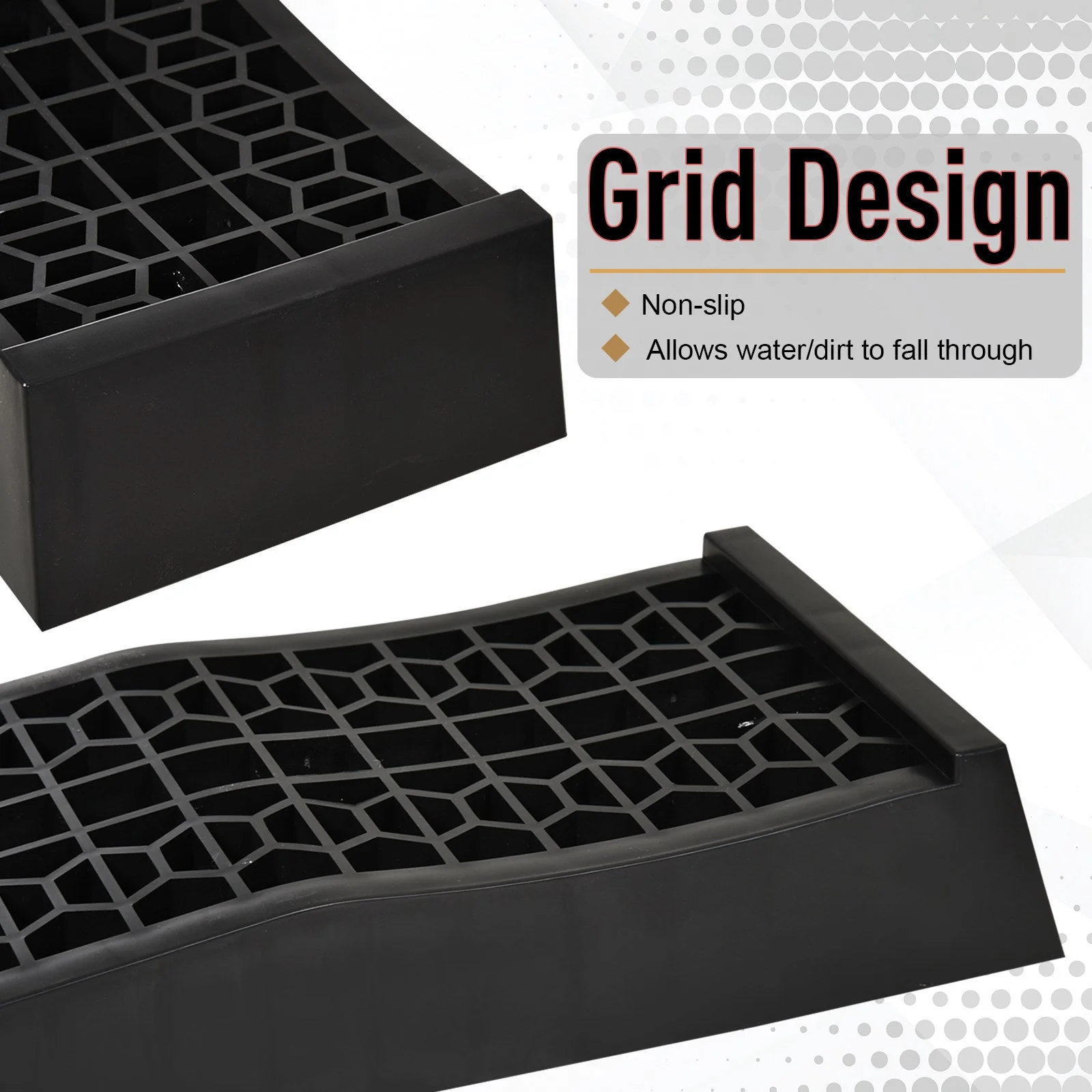 Pair of 2 Low Entrance Plastic Curb Ramps Anti-Slip Surface 3 Ton Capacity Garage Workshop Cars SUVs Small Vans - Image 4