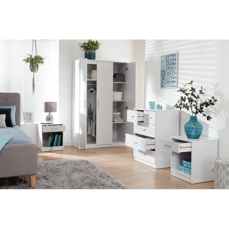 Panama 4 Piece Bedroom Furniture Set White Extending Table - Image 7