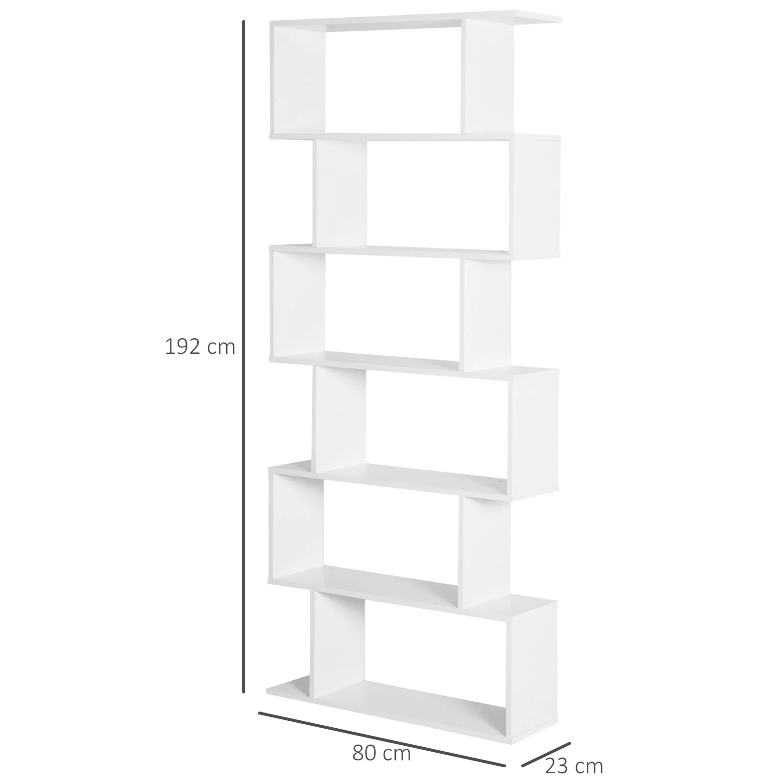 Particle Board 6-Tier Asymmetrical Shelving Unit White - Image 2