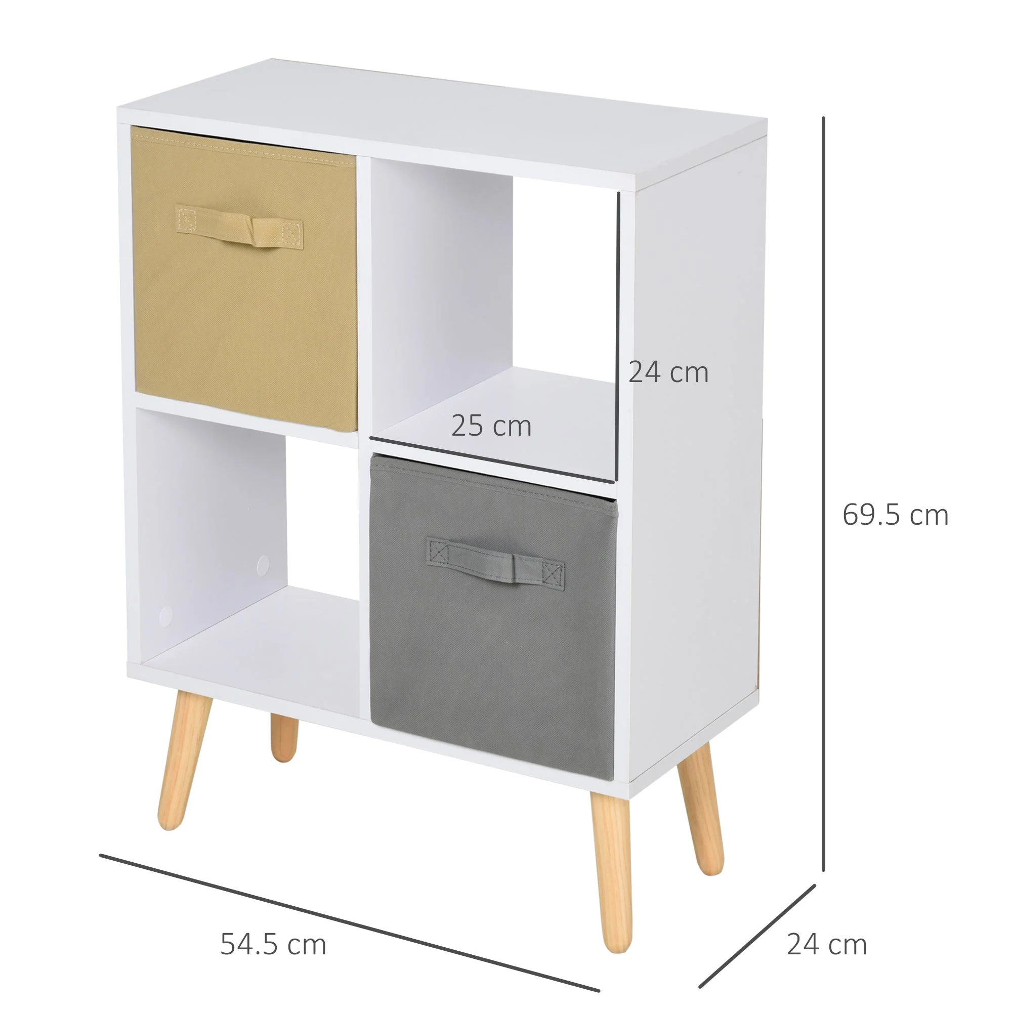 Particle Board Elevated 4-Cube Storage Unit White - Image 2