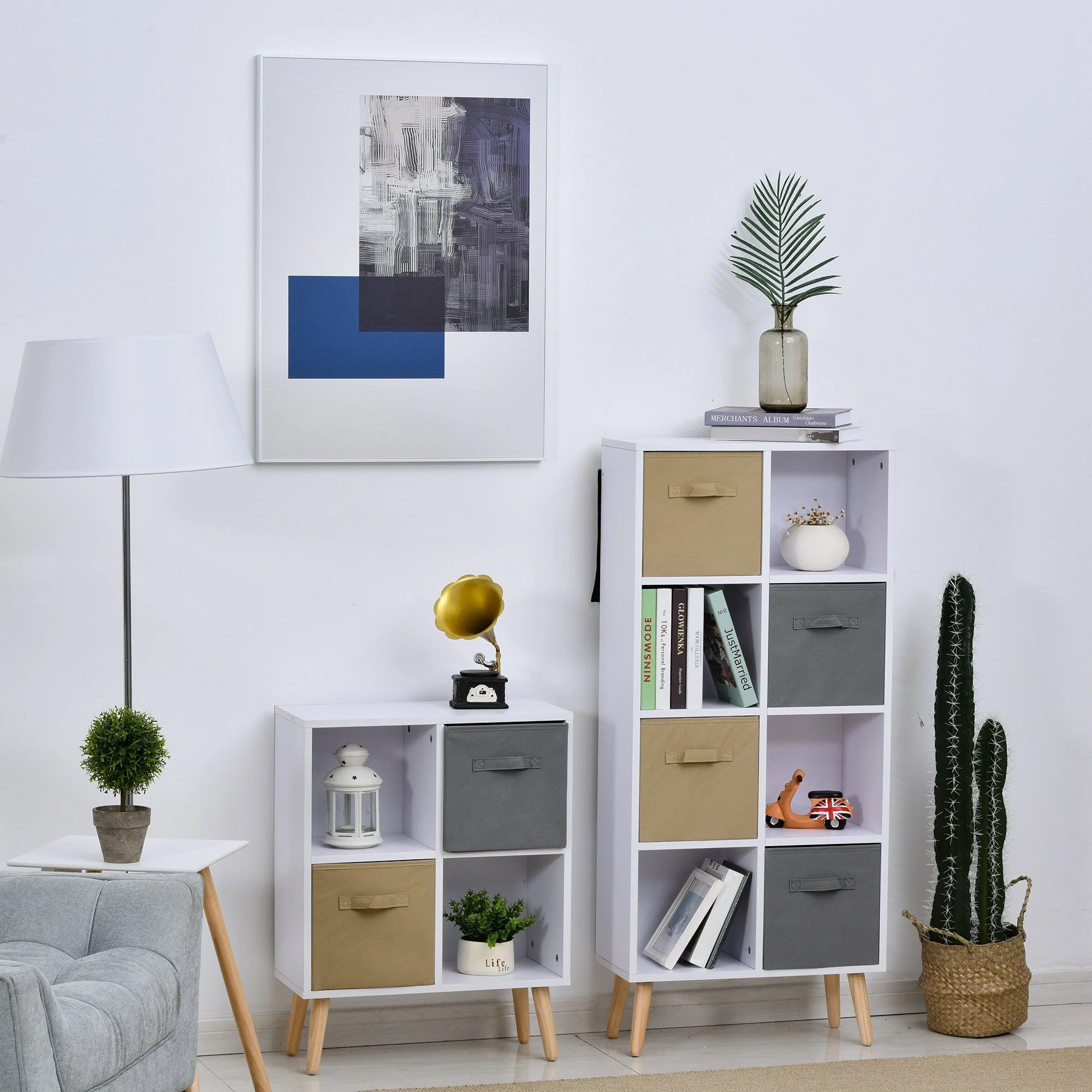 Particle Board Elevated 4-Cube Storage Unit White - Image 3