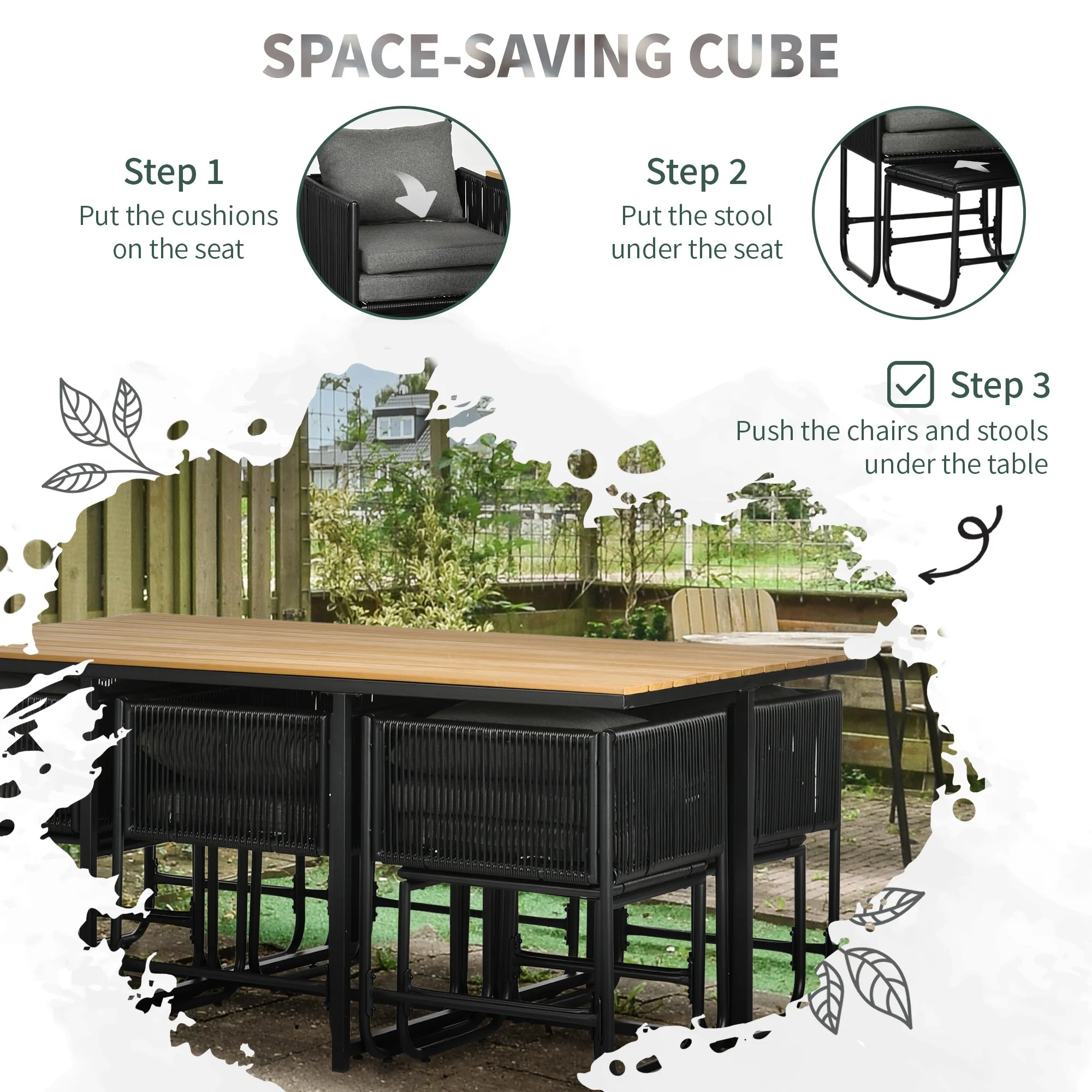 Patio 11-Piece PE Rattan Dining Set - Image 6