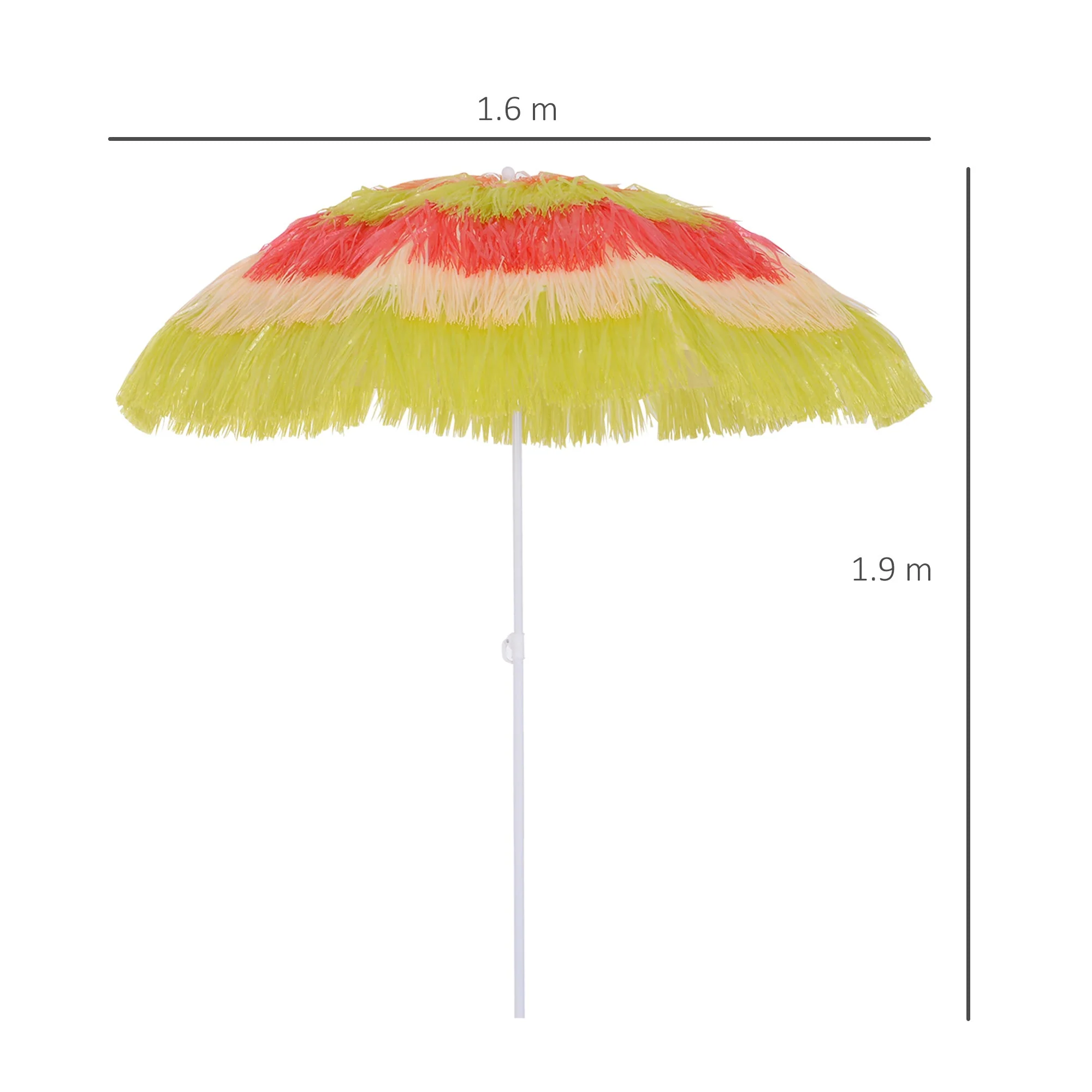 Patio Garden Hawaii Beach Sun Umbrella Sunshade Hawaiian Folding Tilting Crank Parasol Multicolor - Image 3