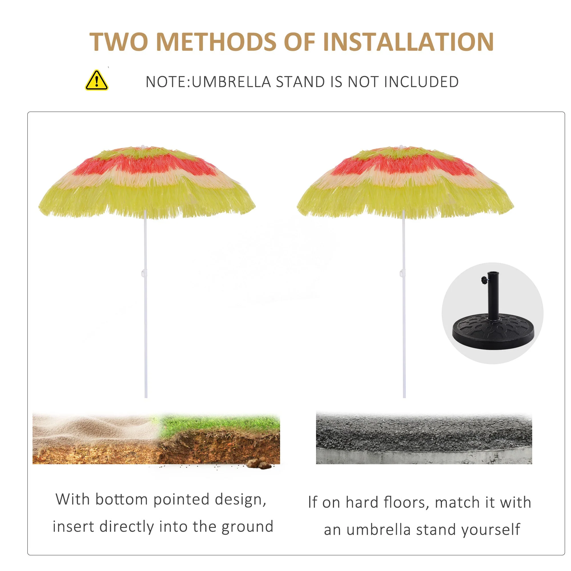 Patio Garden Hawaii Beach Sun Umbrella Sunshade Hawaiian Folding Tilting Crank Parasol Multicolor - Image 7