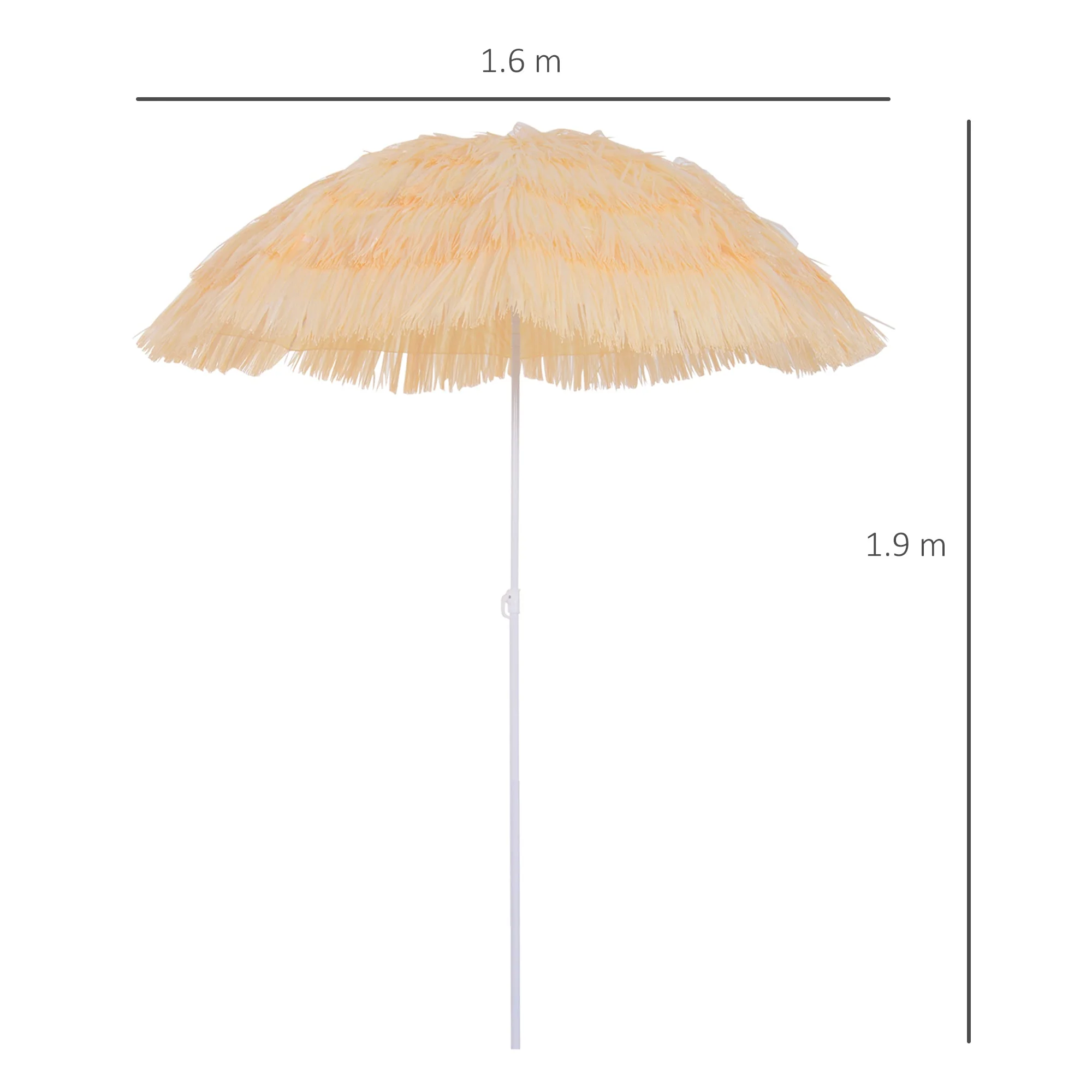Patio Garden Hawaii Beach Sun Umbrella Sunshade Hawaiian Folding Tilting Crank Parasol Wheat - Image 3