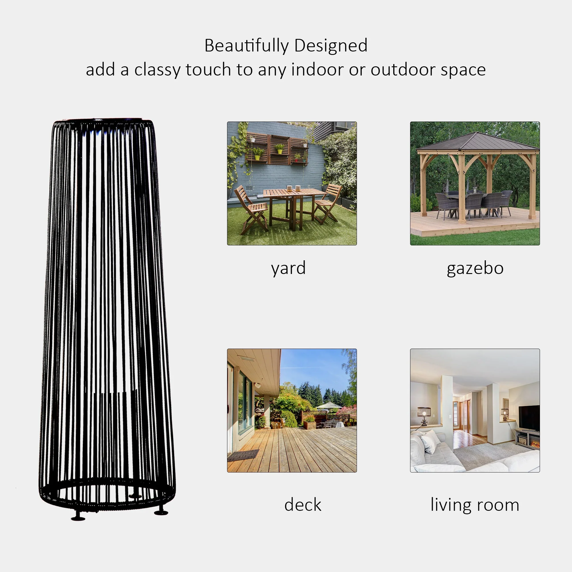 Patio Garden Solar Powered Lights Woven Resin Wicker Lantern Auto On/Off - Image 7