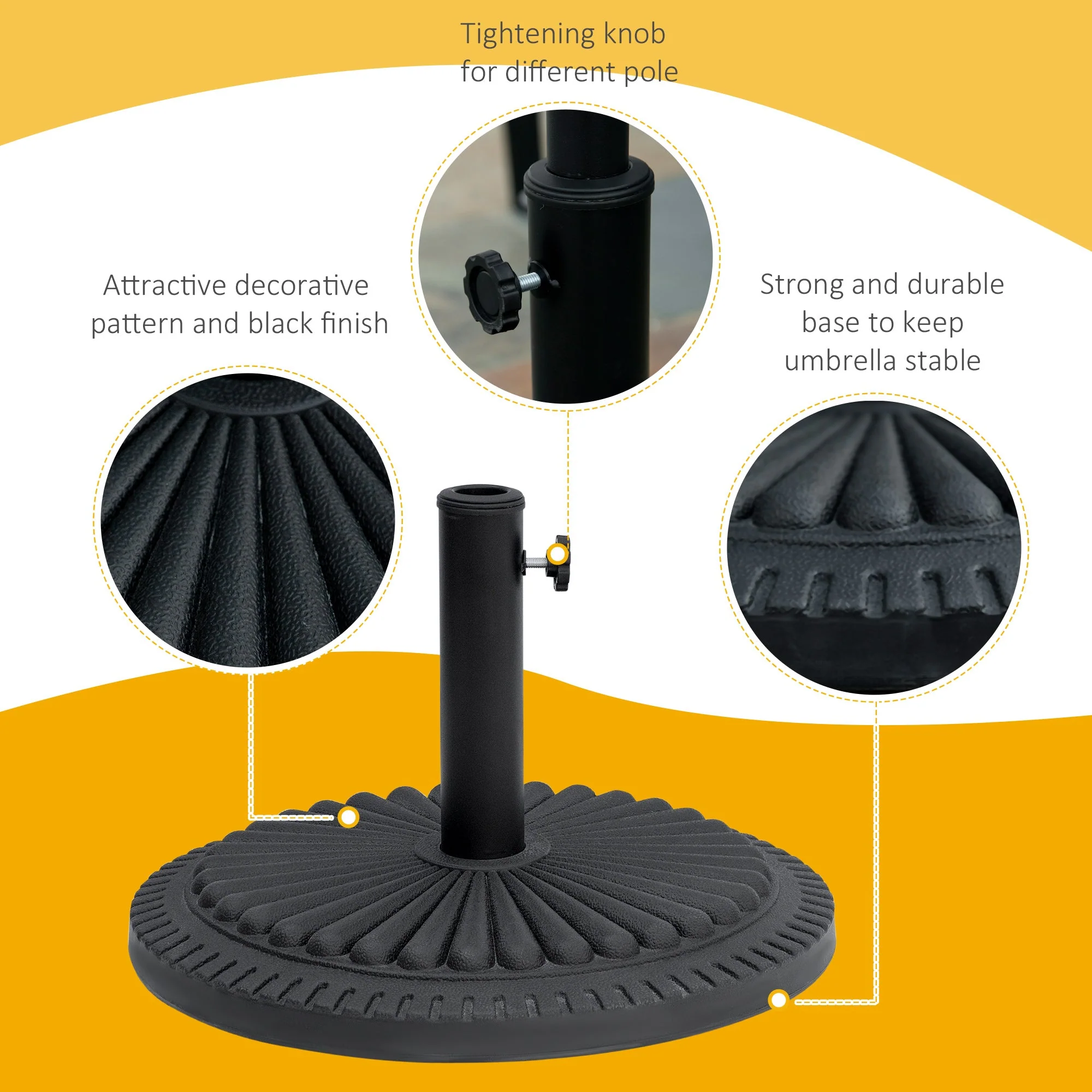 Patio Outdoor Garden 14kg Round Cement Parasol Base Umbrella Weight Stand Holder Fits ?35mm - Image 3