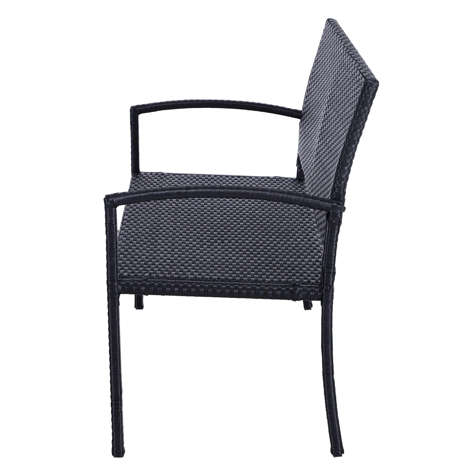 Patio Rattan 2 Seater Garden Bench Wicker Weave Love Seater Armchair Furniture Outdoor Garden Conservatory Chair Black - Image 3