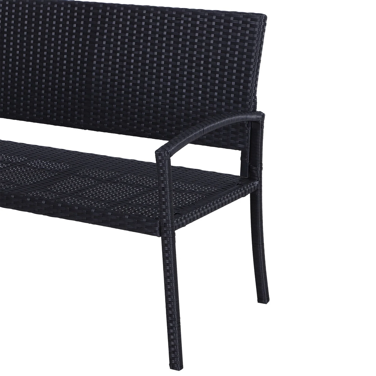 Patio Rattan 2 Seater Garden Bench Wicker Weave Love Seater Armchair Furniture Outdoor Garden Conservatory Chair Black - Image 4