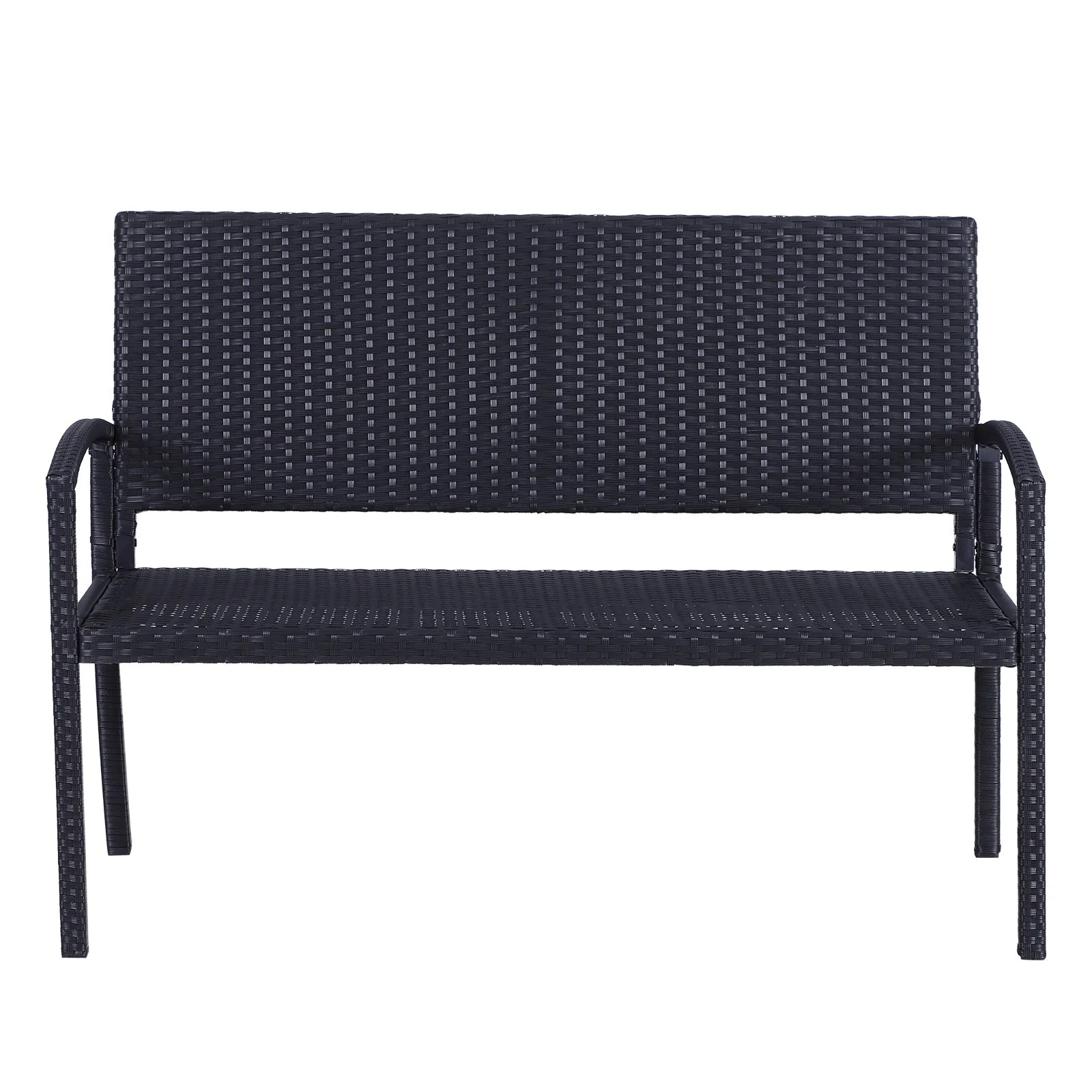 Patio Rattan 2 Seater Garden Bench Wicker Weave Love Seater Armchair Furniture Outdoor Garden Conservatory Chair Black - Image 8