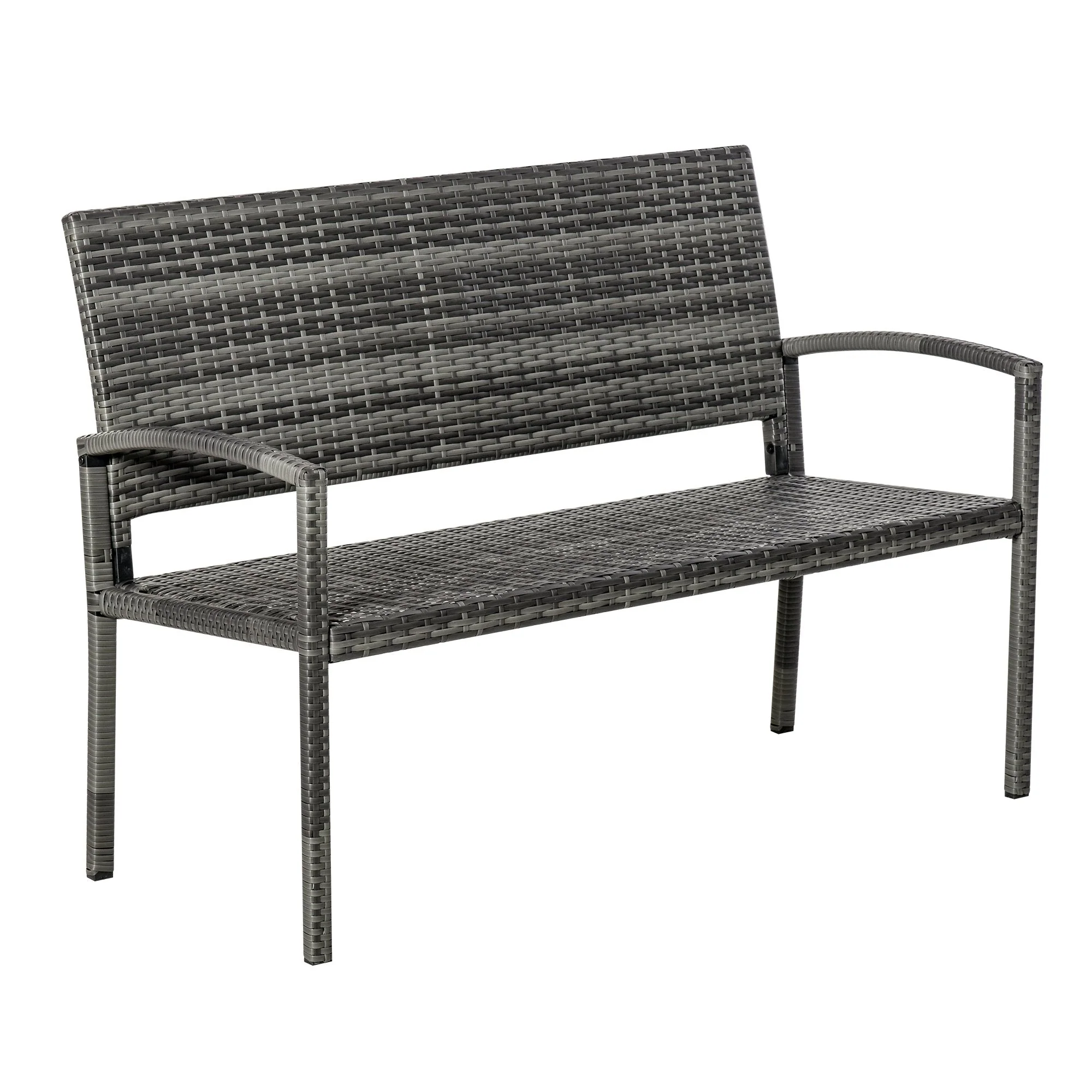 Patio Rattan 2 Seater Garden Bench Wicker Weave Love Seater Armchair Furniture Outdoor Garden Conservatory Chair Grey - Image 8