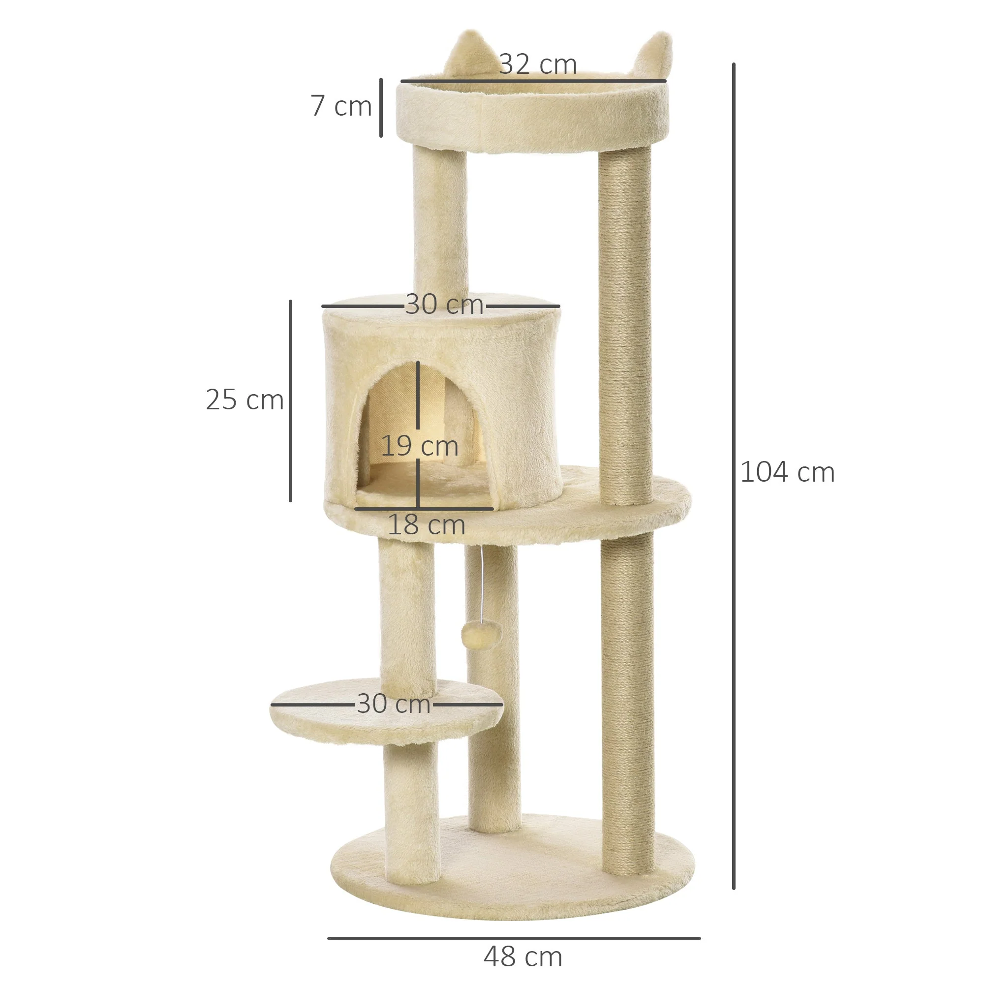 PawHut 104 cm Cat Tree - Image 2