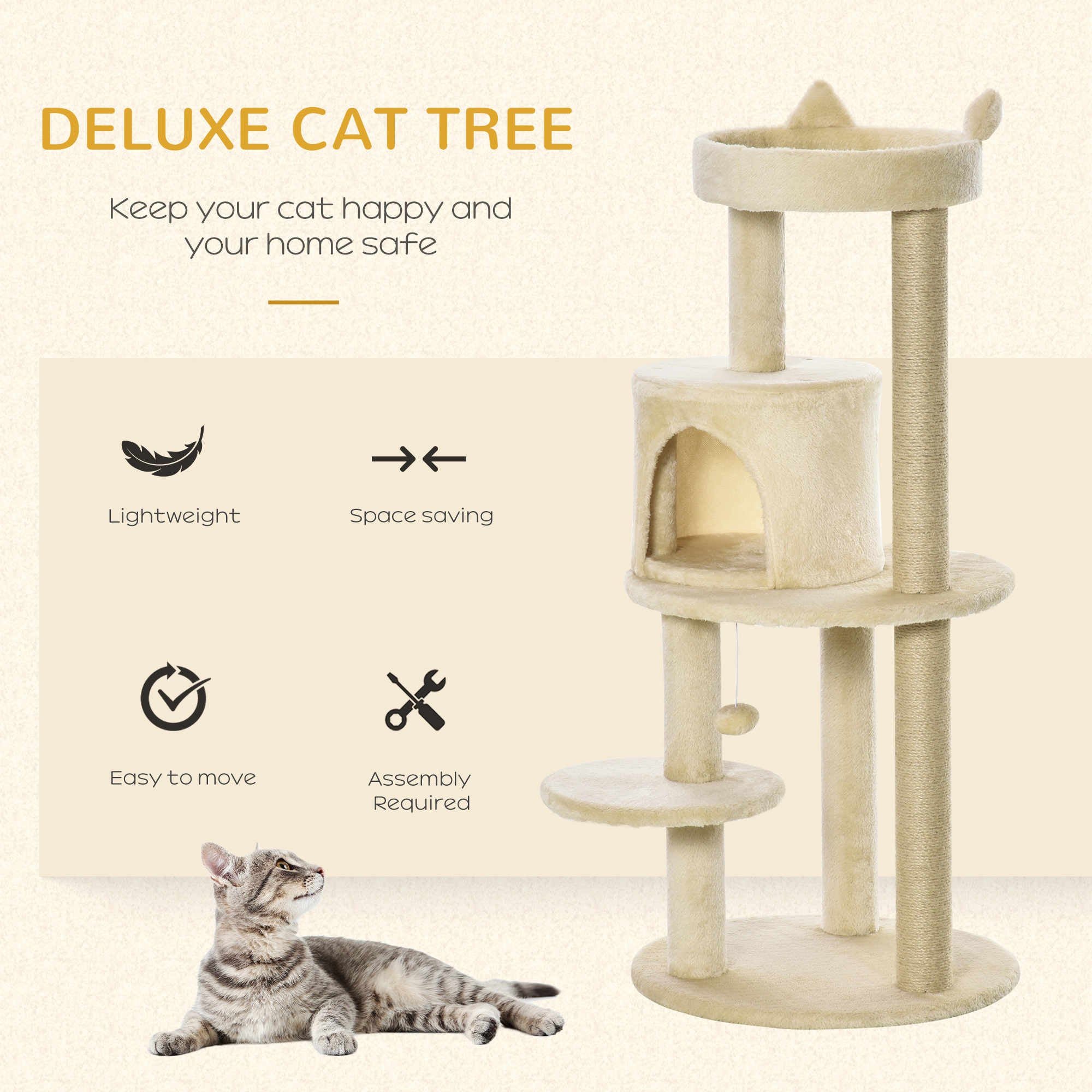PawHut 104 cm Cat Tree - Image 3