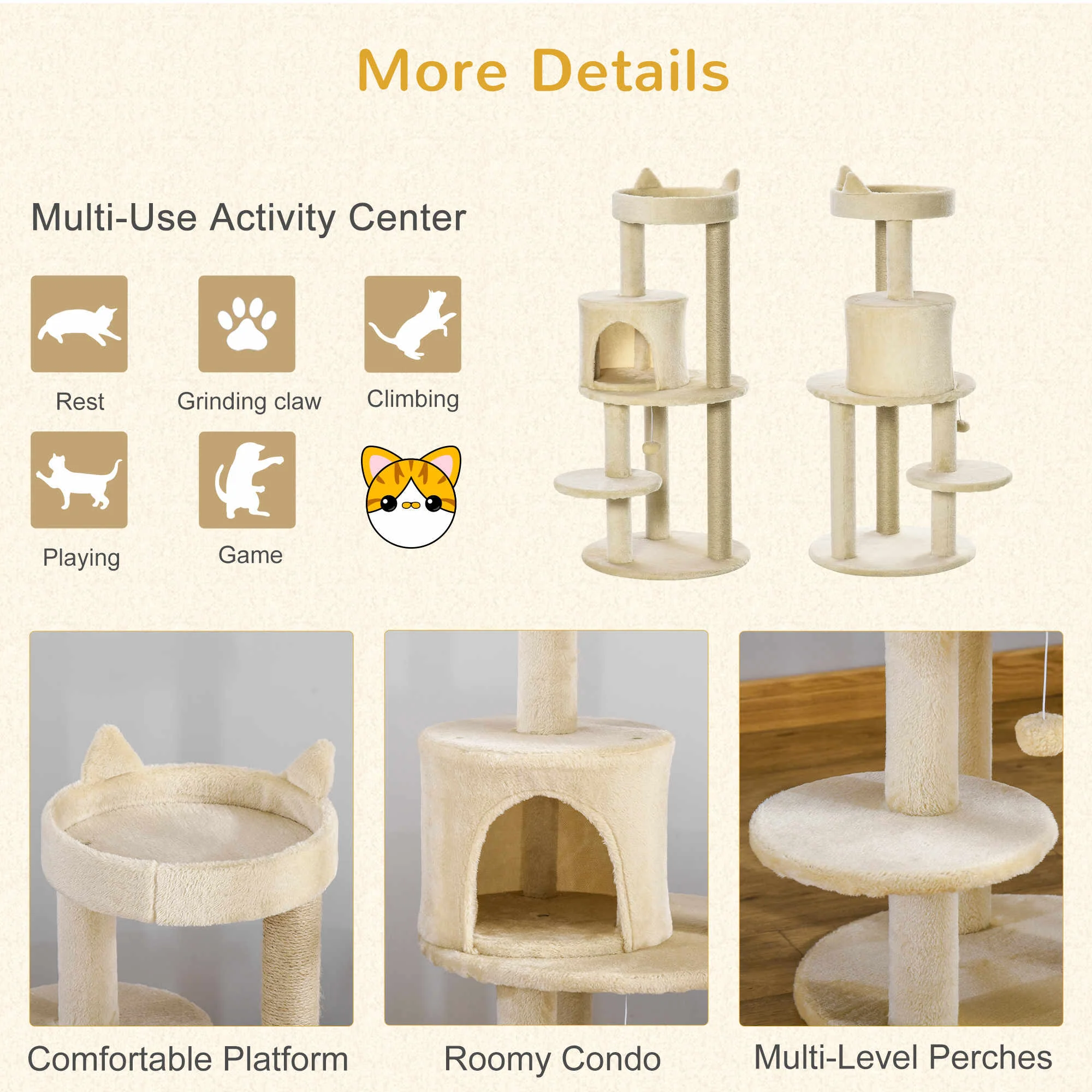 PawHut 104 cm Cat Tree - Image 6