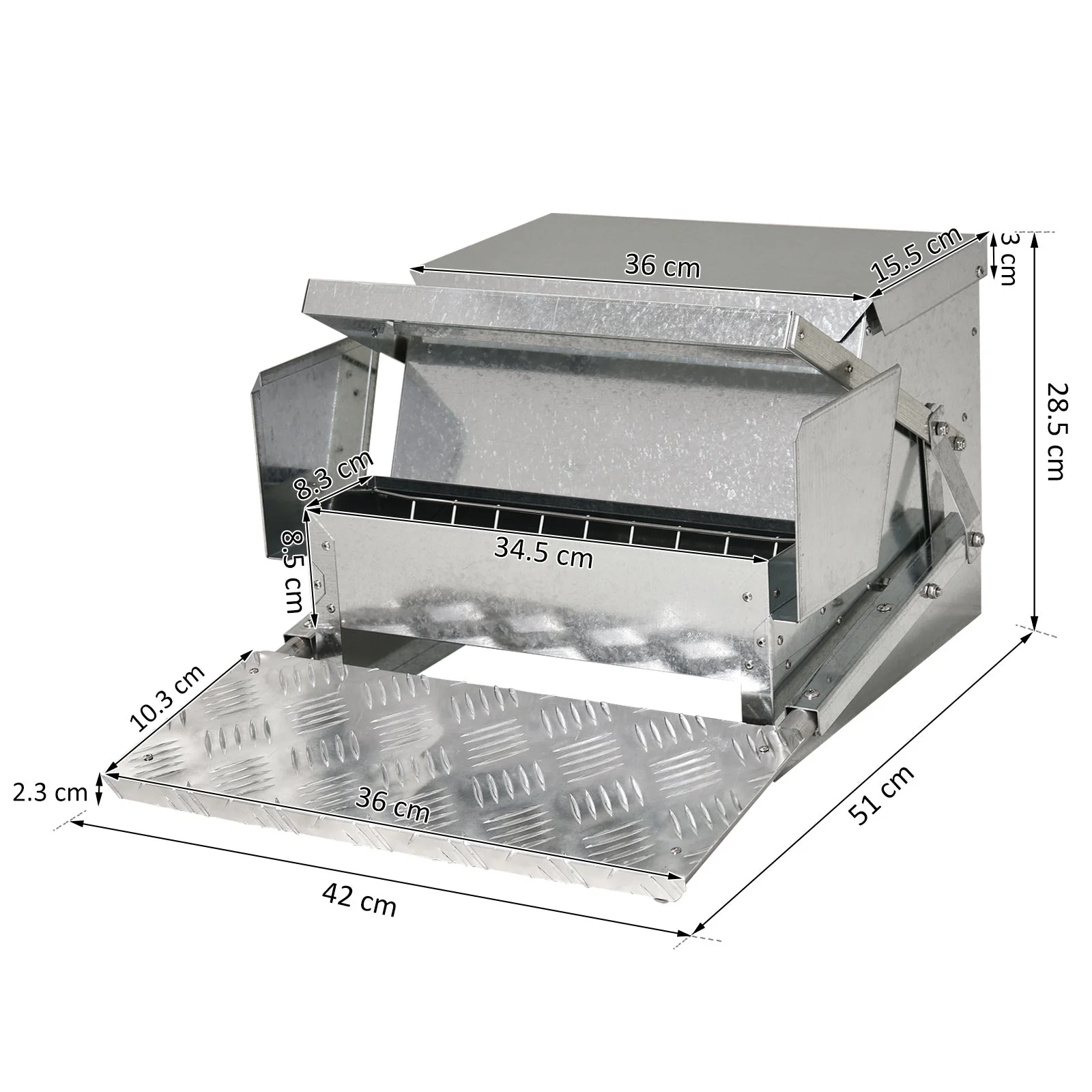 PawHut 11.5KG Automatic Chicken Poultry Feeder Rat Proof Treadle Self Opening with Galvanized Steel and Aluminium - Image 4