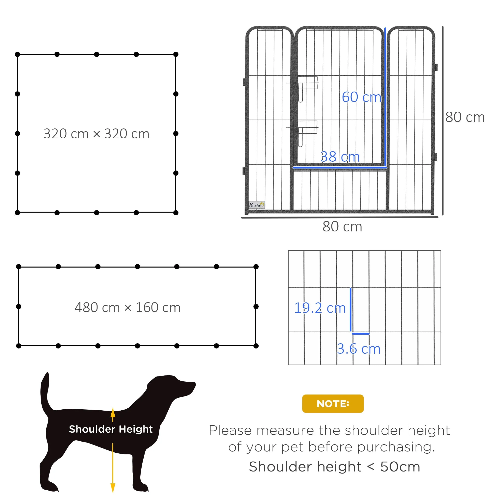 PawHut 16-Panel Small/Medium Pet Playpen - Image 3