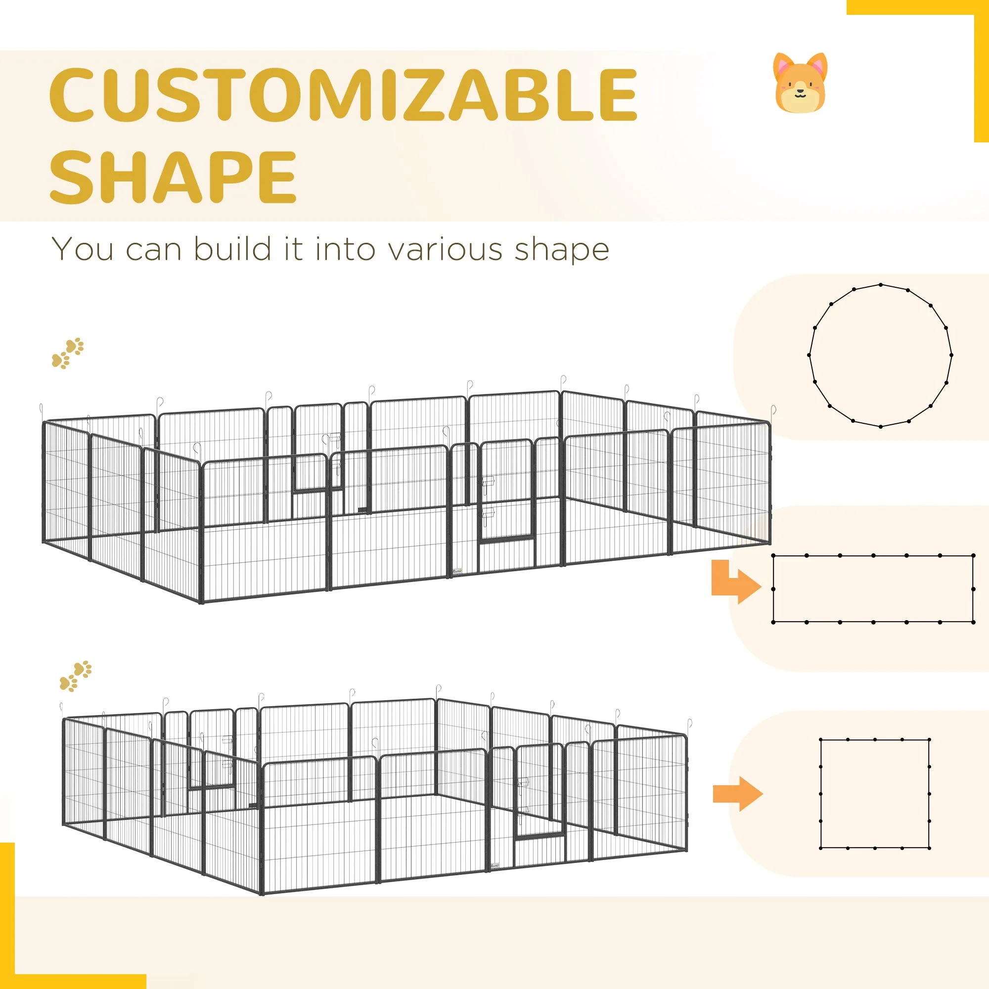 PawHut 16-Panel Small/Medium Pet Playpen - Image 5