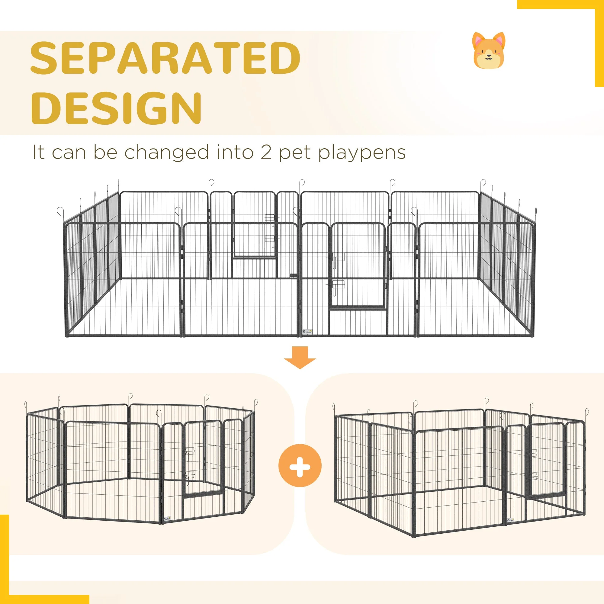 PawHut 16-Panel Small/Medium Pet Playpen - Image 6