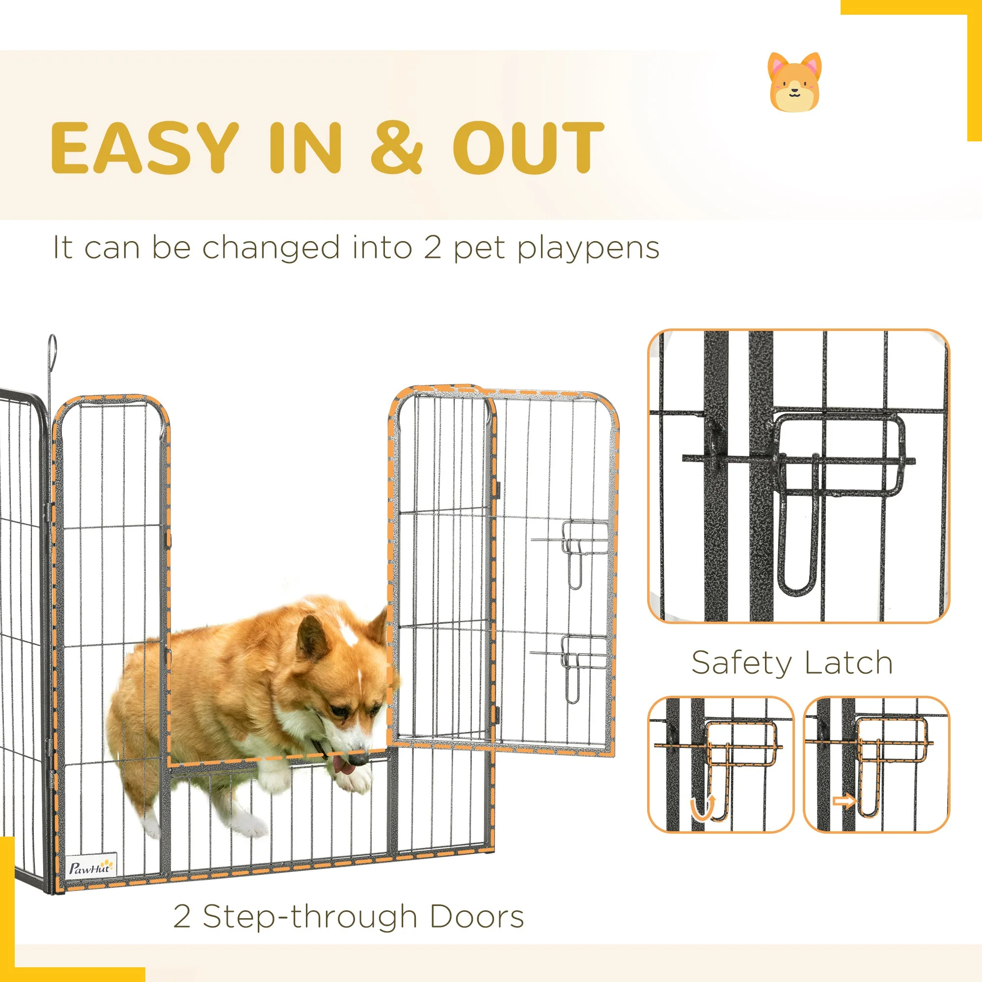 PawHut 16-Panel Small/Medium Pet Playpen - Image 7