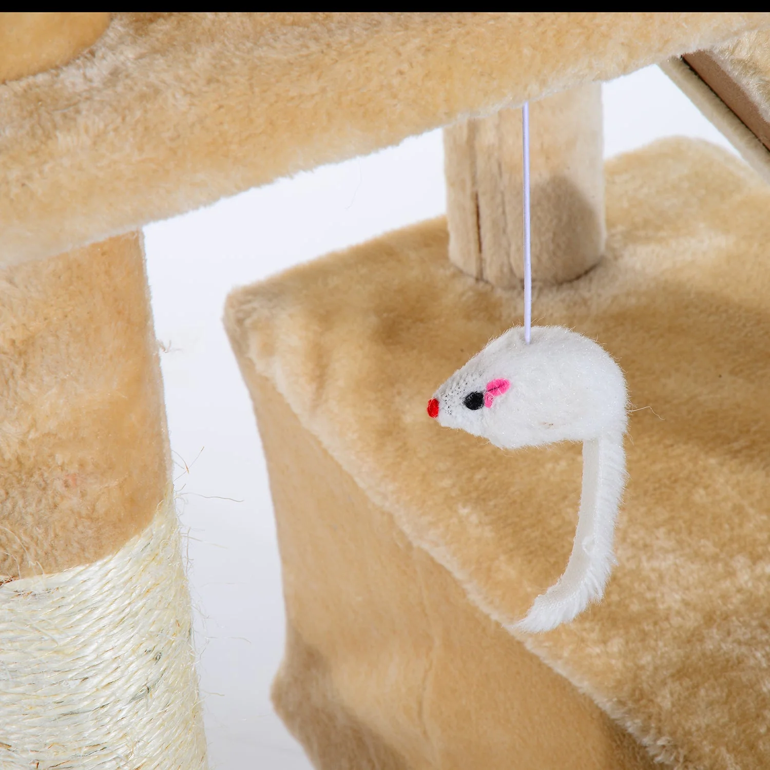 PawHut 170cm Cat Tree Kitten Kitty Scratcher Post Climbing Tower Activity Center House-Cream - Image 8