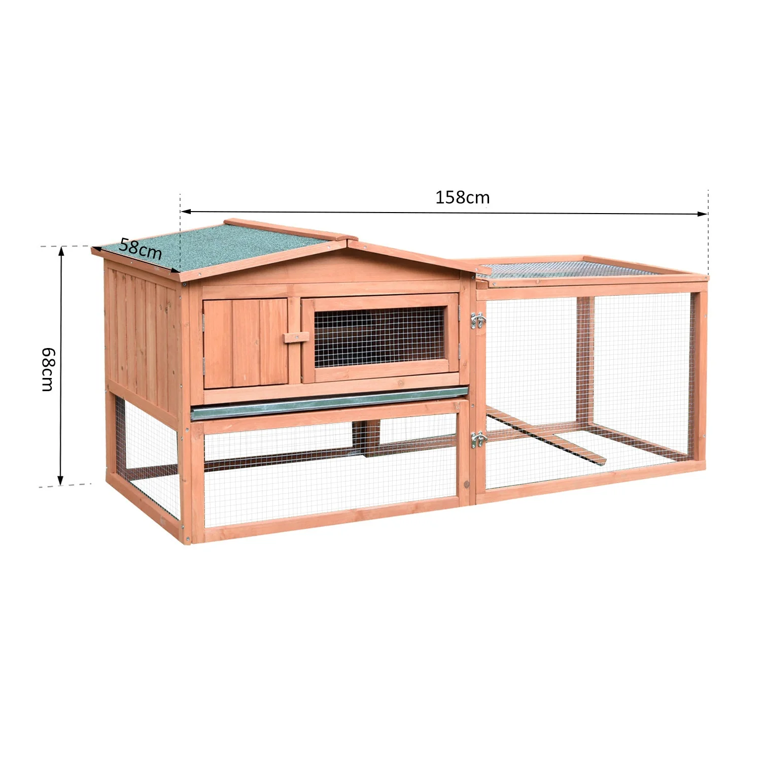 PawHut 2 Floor Wooden Rabbit Hutch House Bunny Coop Outdoor Garden Backyard - Image 3