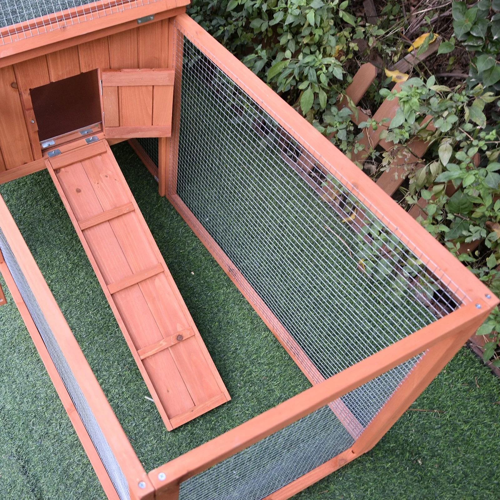 PawHut 2 Floor Wooden Rabbit Hutch House Bunny Coop Outdoor Garden Backyard - Image 8