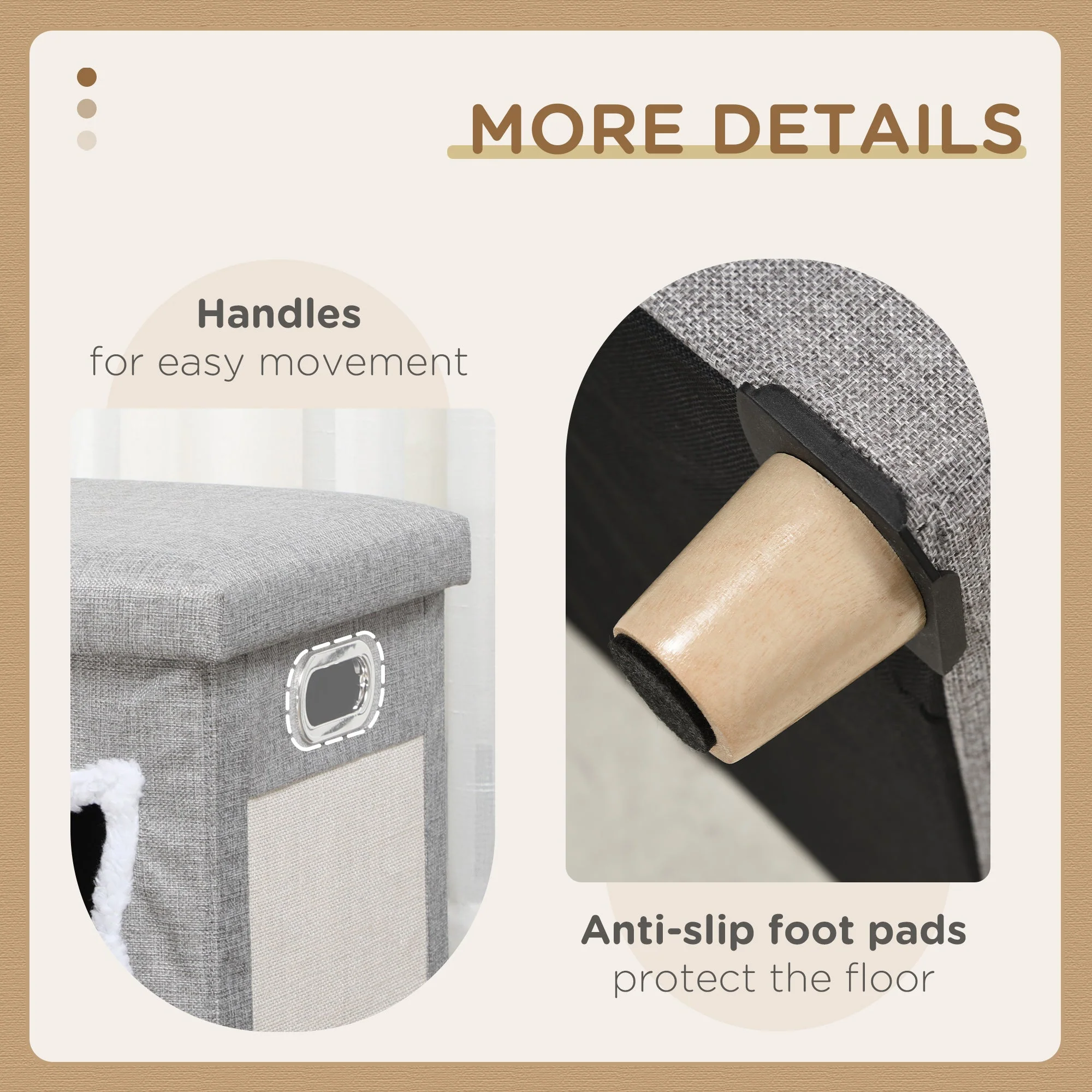 PawHut 2 in 1 Cat Bed Ottoman - Image 7