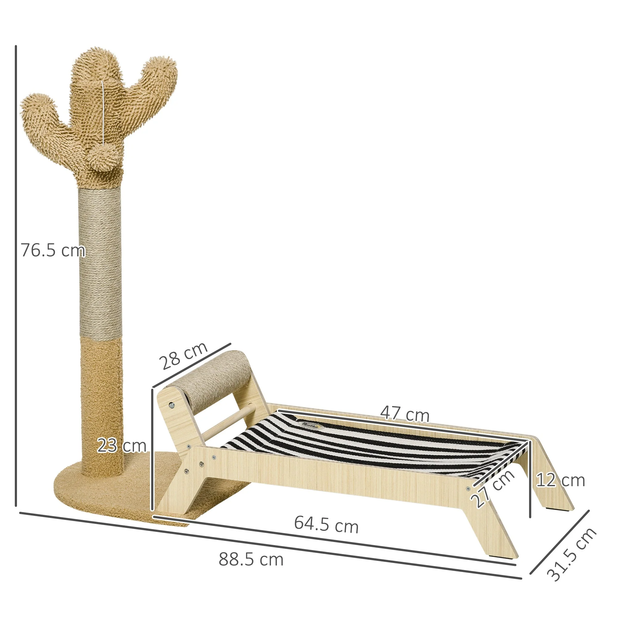 PawHut 2 in 1 Cat Scratching Post with Bed - Image 2