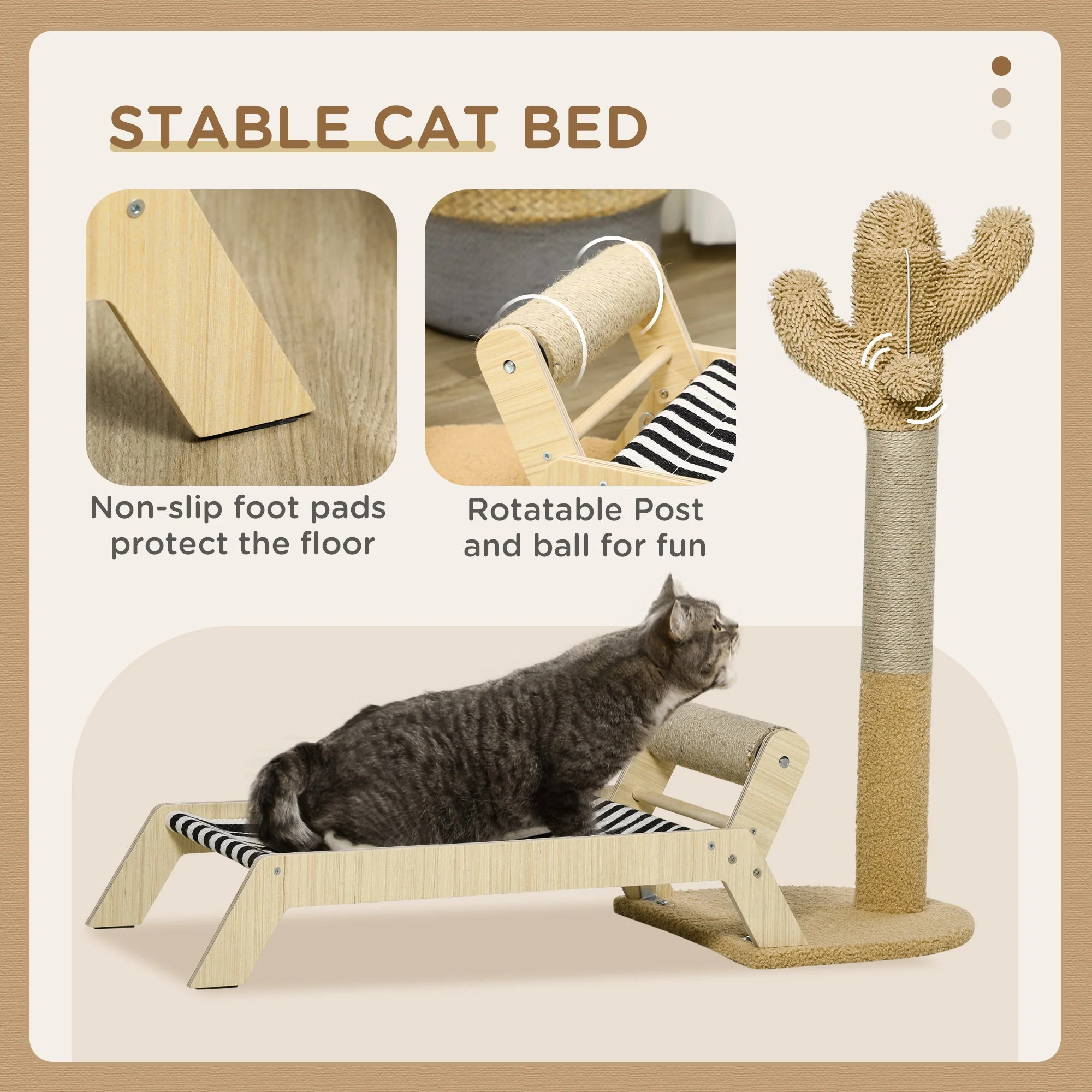 PawHut 2 in 1 Cat Scratching Post with Bed - Image 5