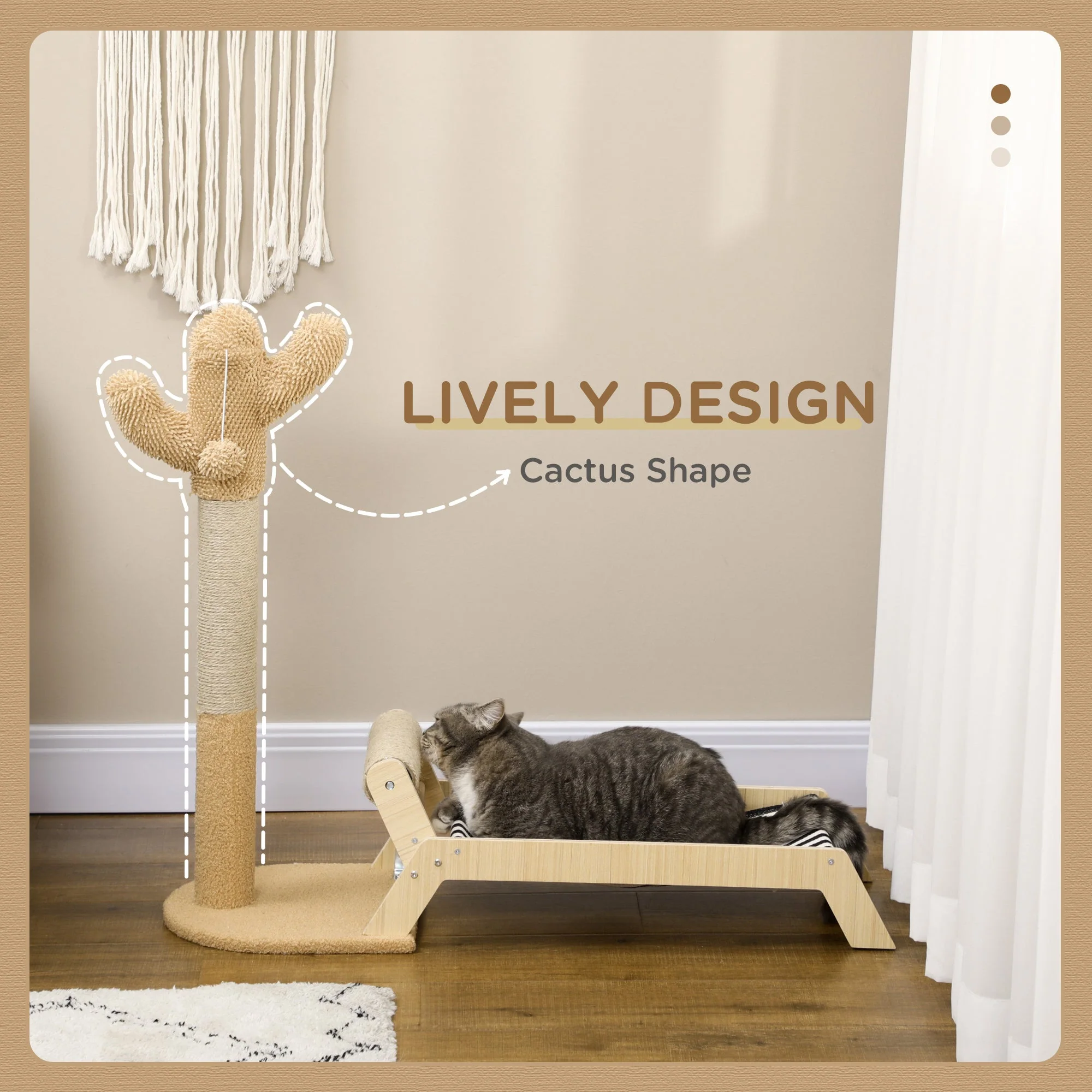 PawHut 2 in 1 Cat Scratching Post with Bed - Image 6