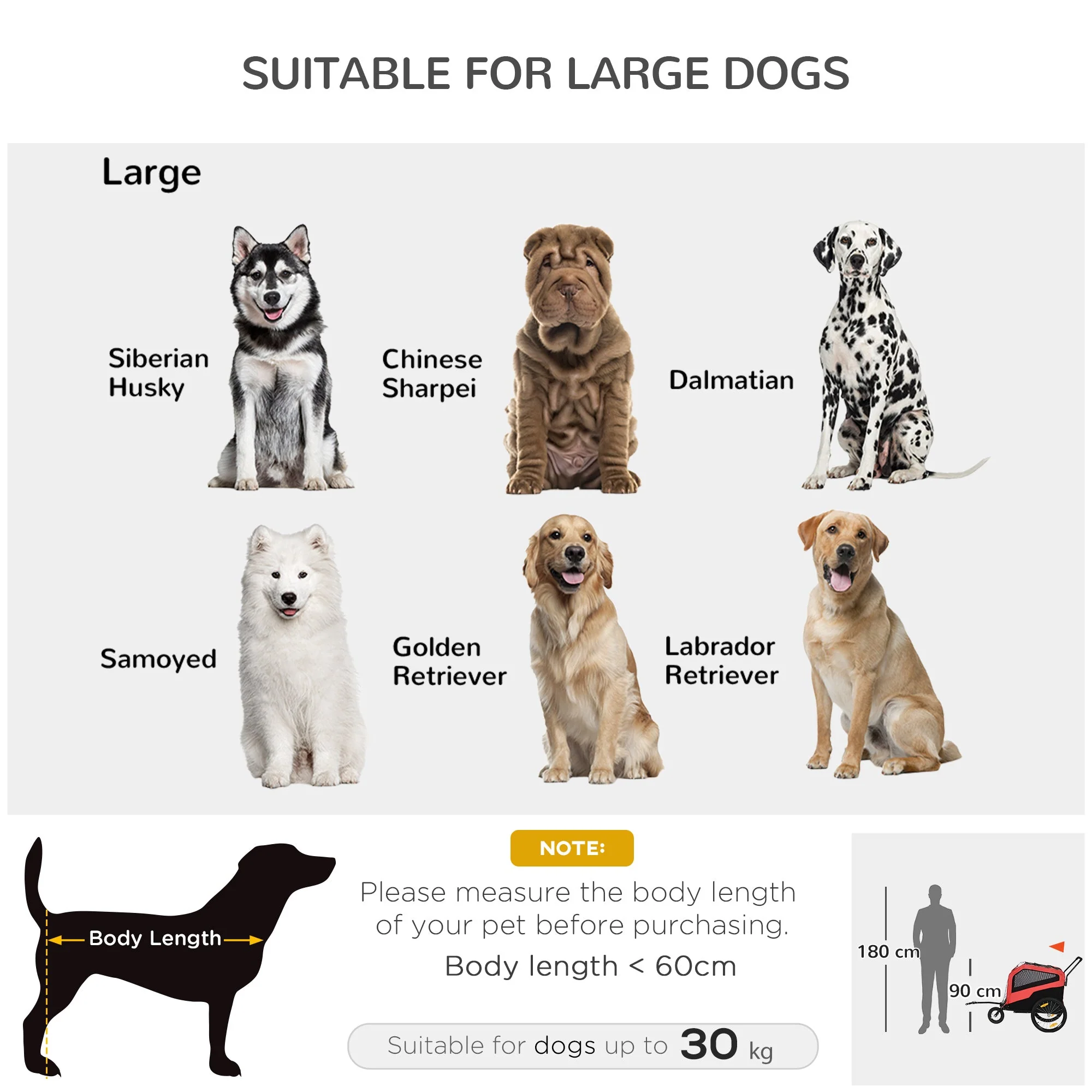 PawHut 2 in 1 Dog Bike Trailer Pet Stroller for Large Dogs with Hitch - Image 5