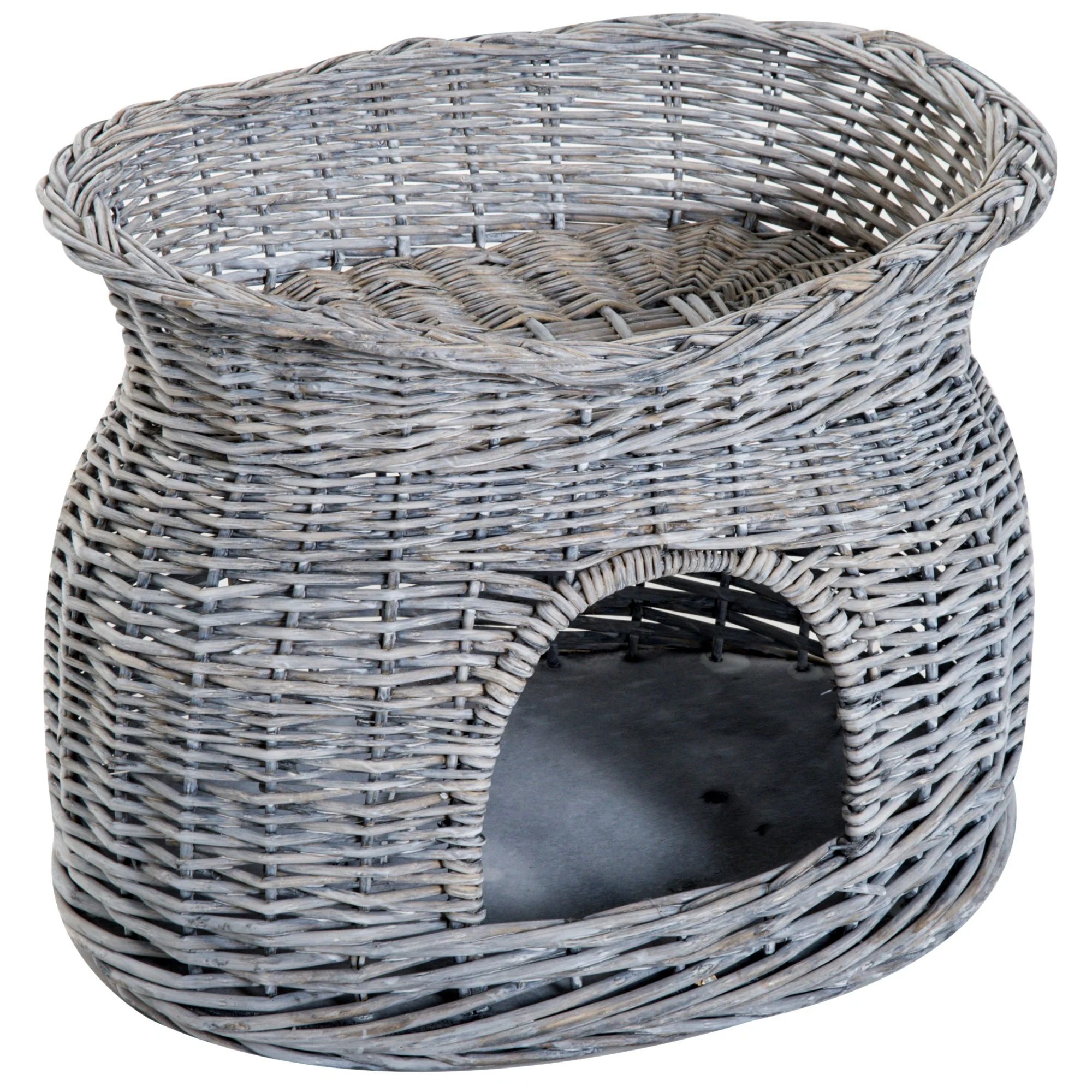 PawHut 2-Tier Elevated Cat Bed Basket W/Cushion-Grey - Image 7