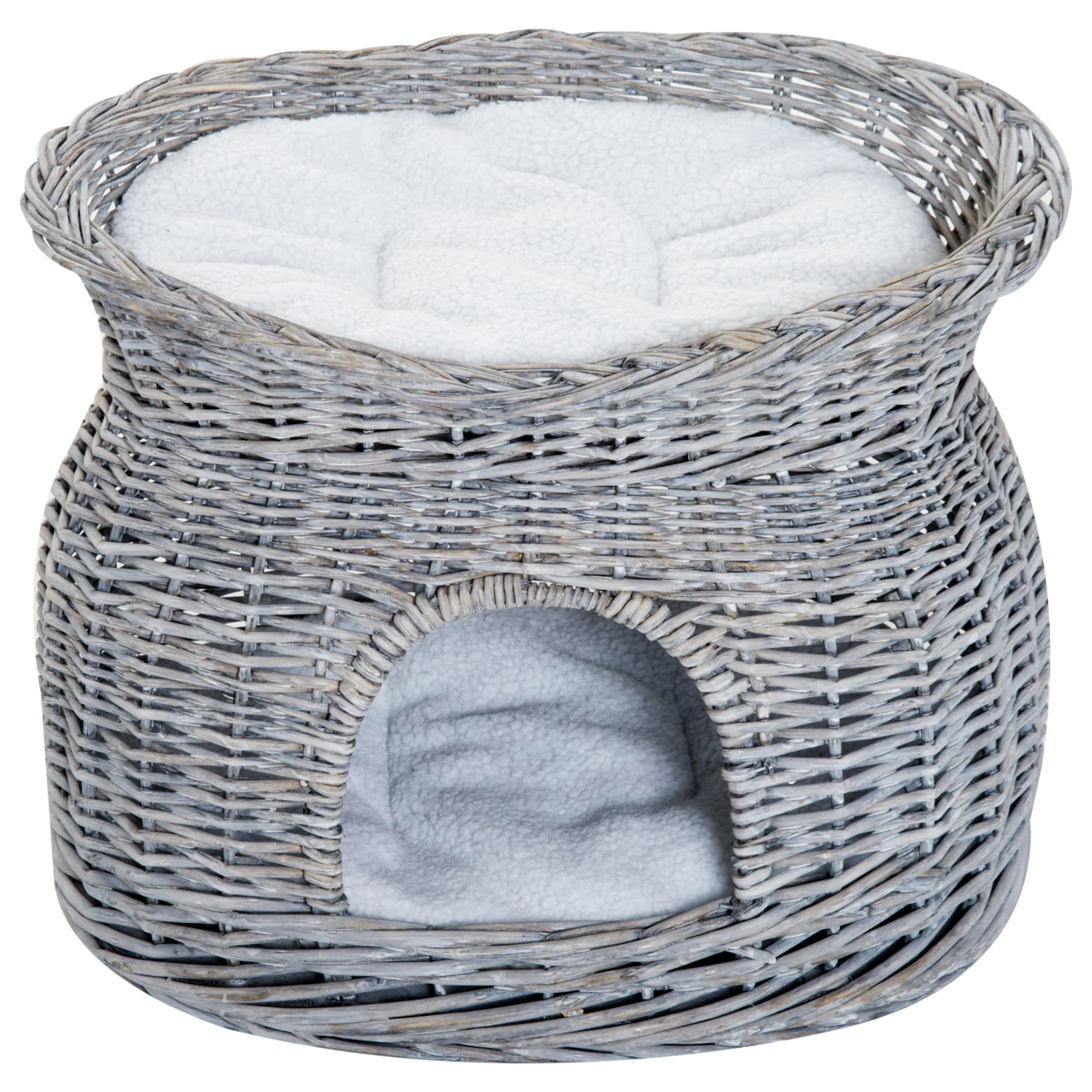 PawHut 2-Tier Elevated Cat Bed Basket W/Cushion-Grey - Image 9