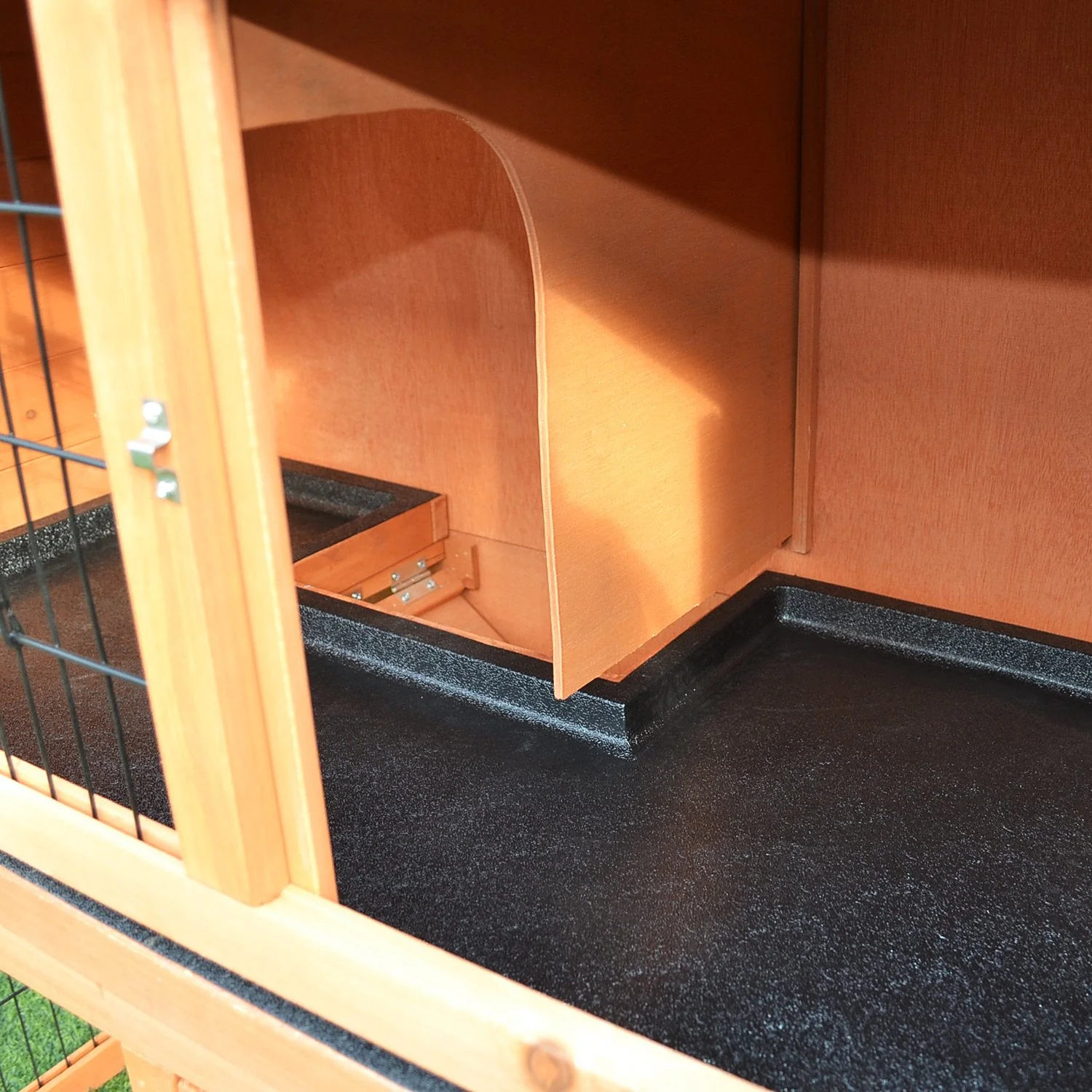 PawHut  2 Tier Outdoor Rabbit Small Animal Enclosure with Ramp Tray to Raised Home & Below Run Area - Image 2
