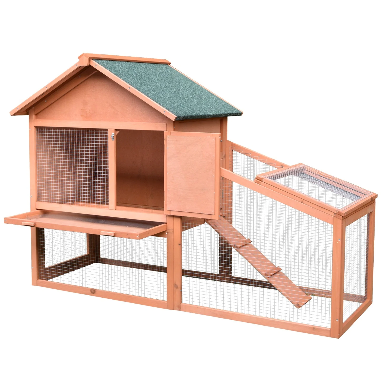 PawHut 2 Tier Rabbit Hutch Outdoor - Image 3