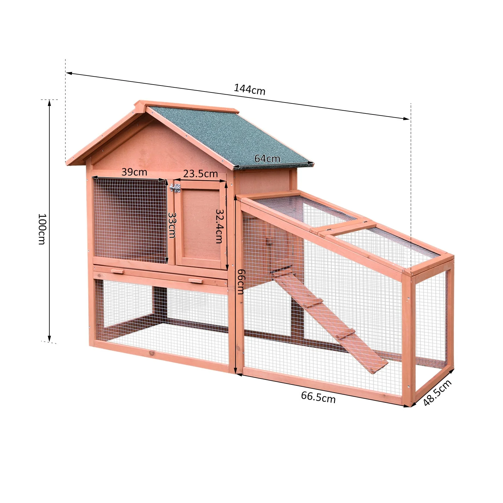 PawHut 2 Tier Rabbit Hutch Outdoor - Image 4