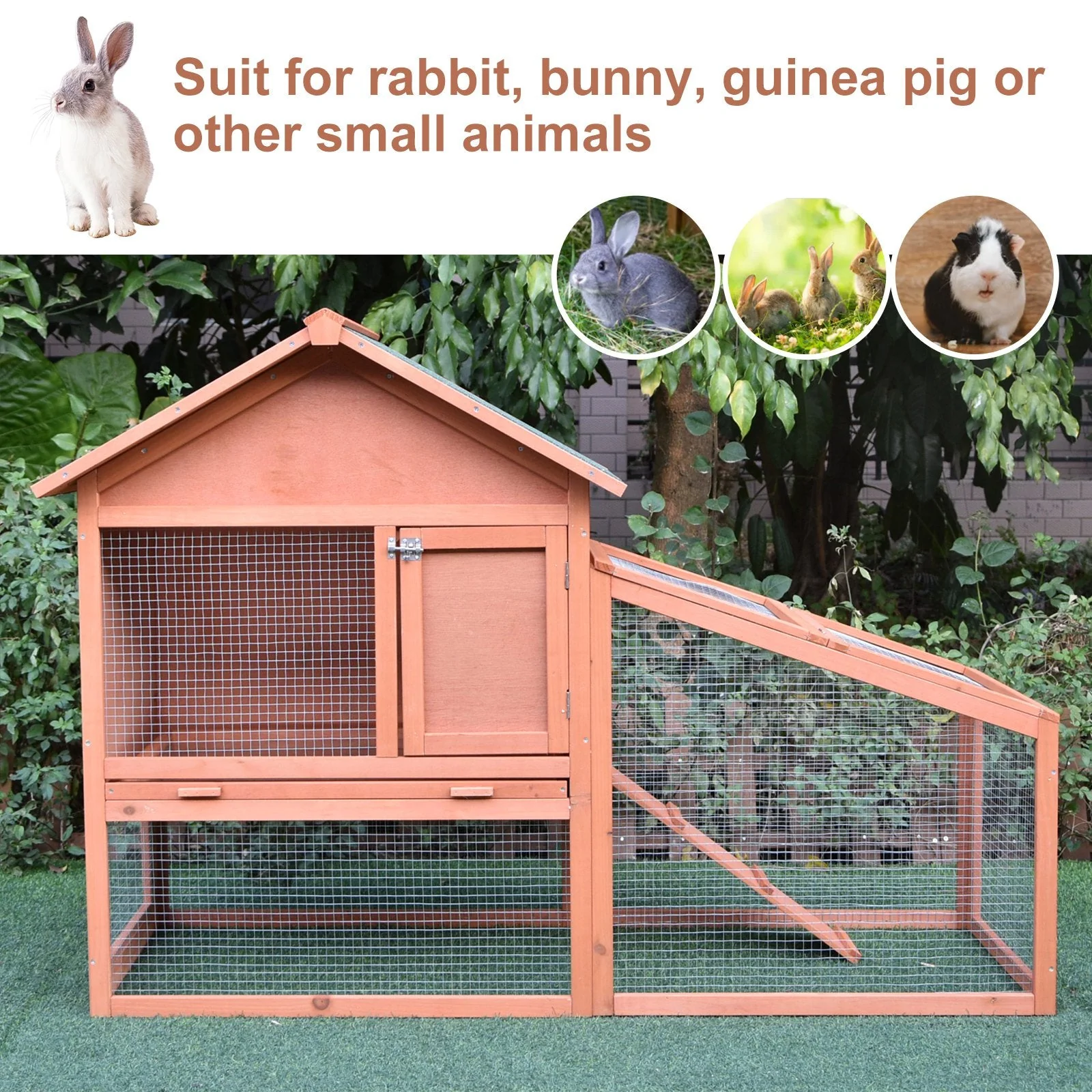 PawHut 2 Tier Rabbit Hutch Outdoor - Image 5