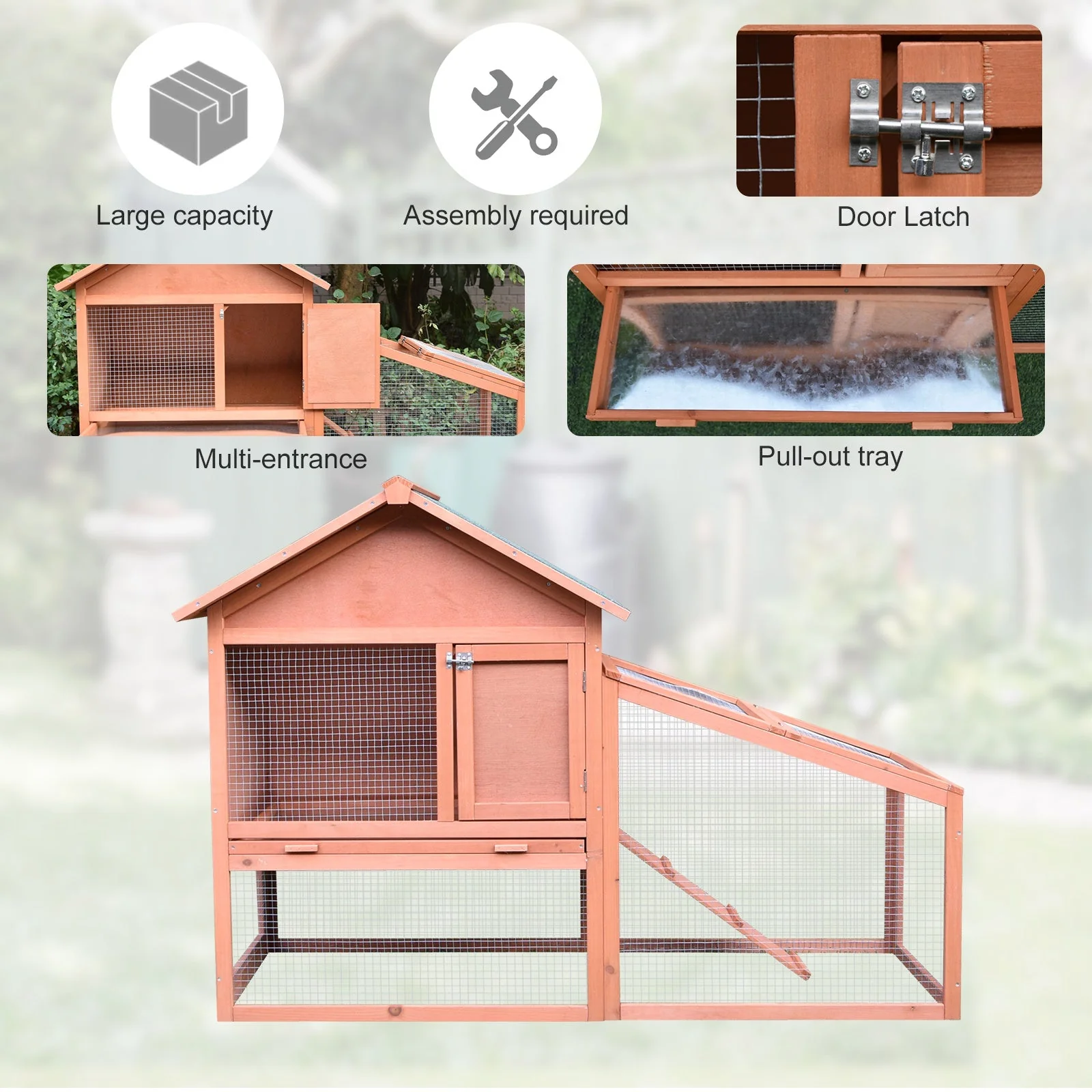 PawHut 2 Tier Rabbit Hutch Outdoor - Image 7
