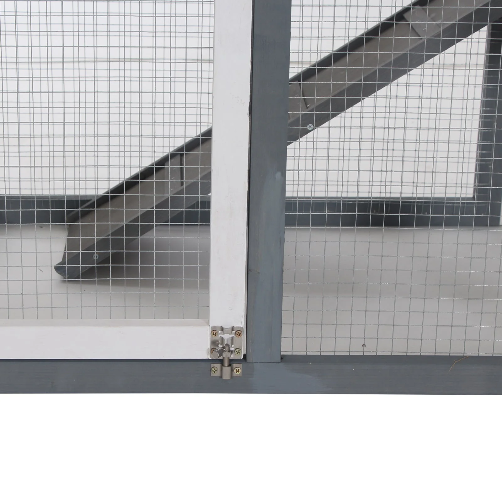 PawHut 2 Tier Wooden Rabbit Hutch Guinea Pig Cage Rabbit Cage Pull Out Tray W/ Ramp 122 x 62.6 x 92 cm - Image 5