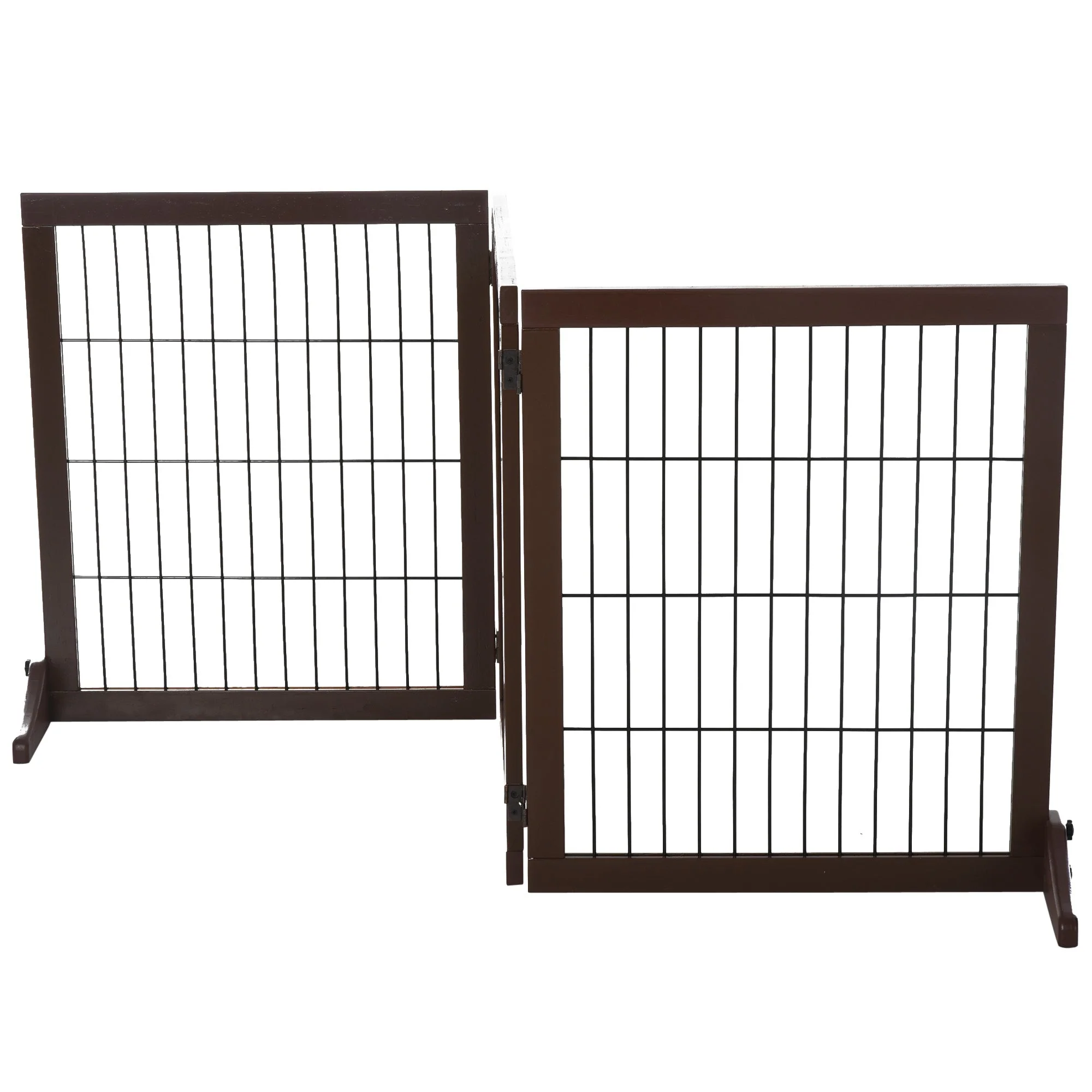 PawHut 3 Panel Pet Gate Pine Frame Indoor Foldable Dog Barrier w/Supporting Foot - Image 3