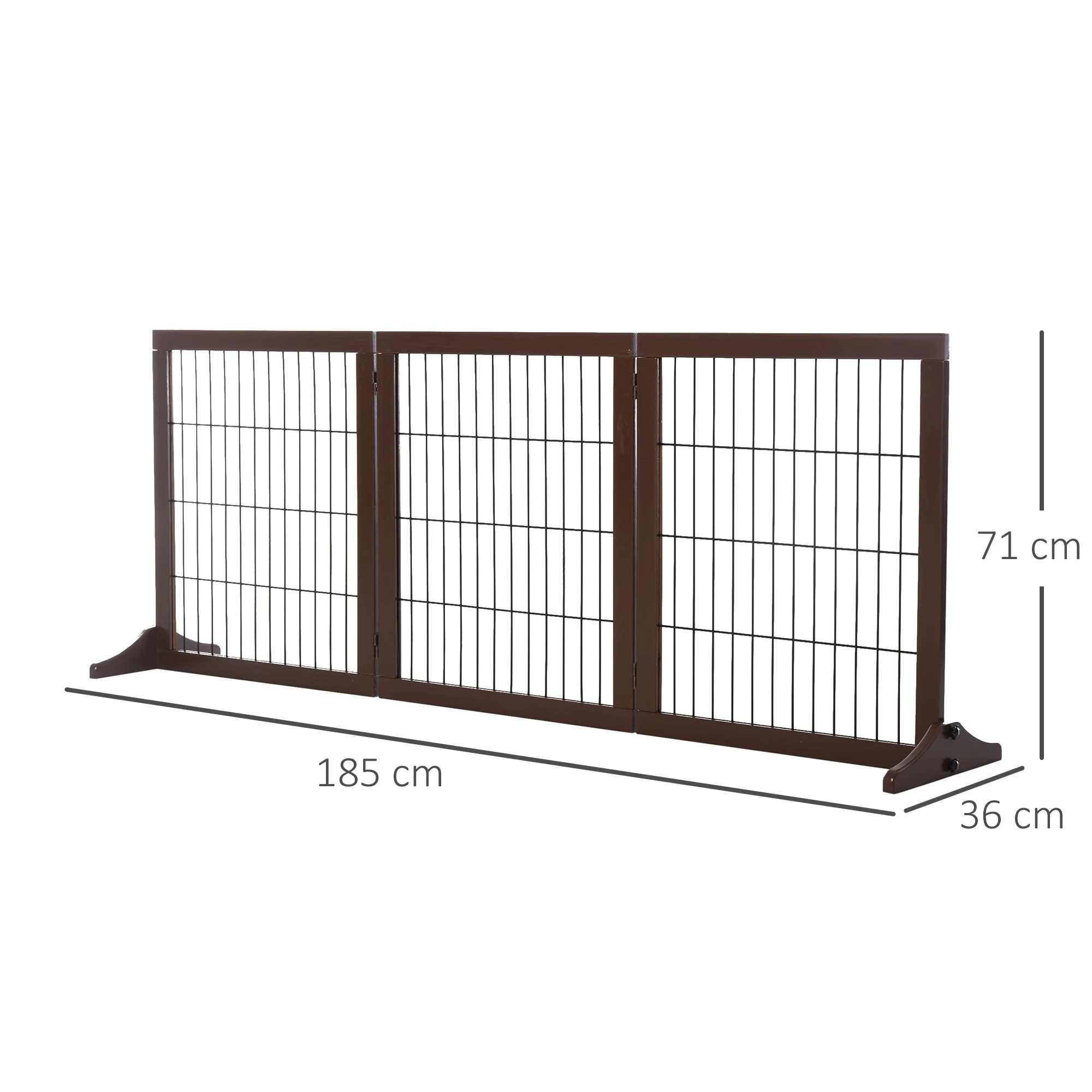 PawHut 3 Panel Pet Gate Pine Frame Indoor Foldable Dog Barrier w/Supporting Foot - Image 5