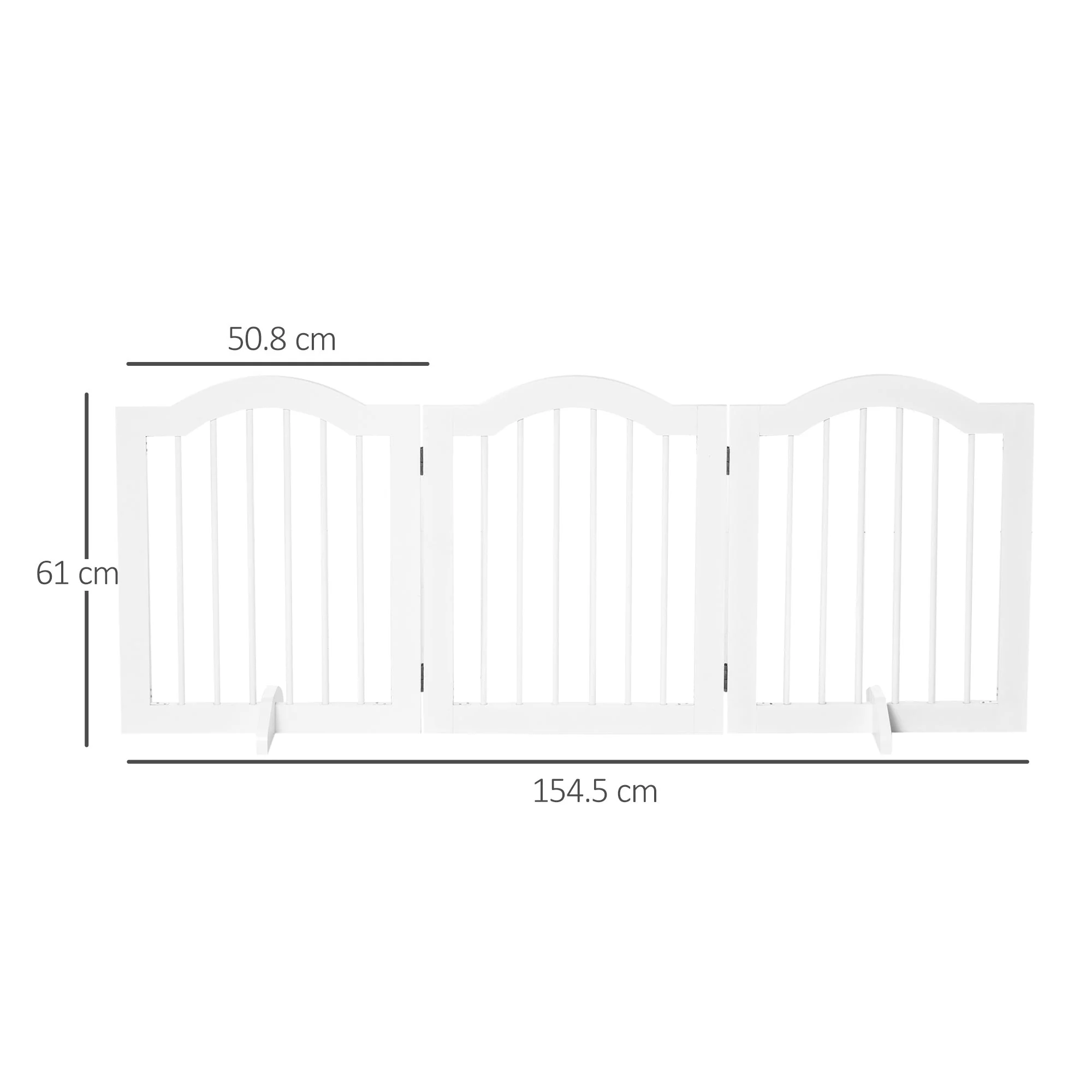 PawHut 3 Panels Dog Gate w/ Support Feet Fence Safety Barrier Freestanding Wood White - Image 5