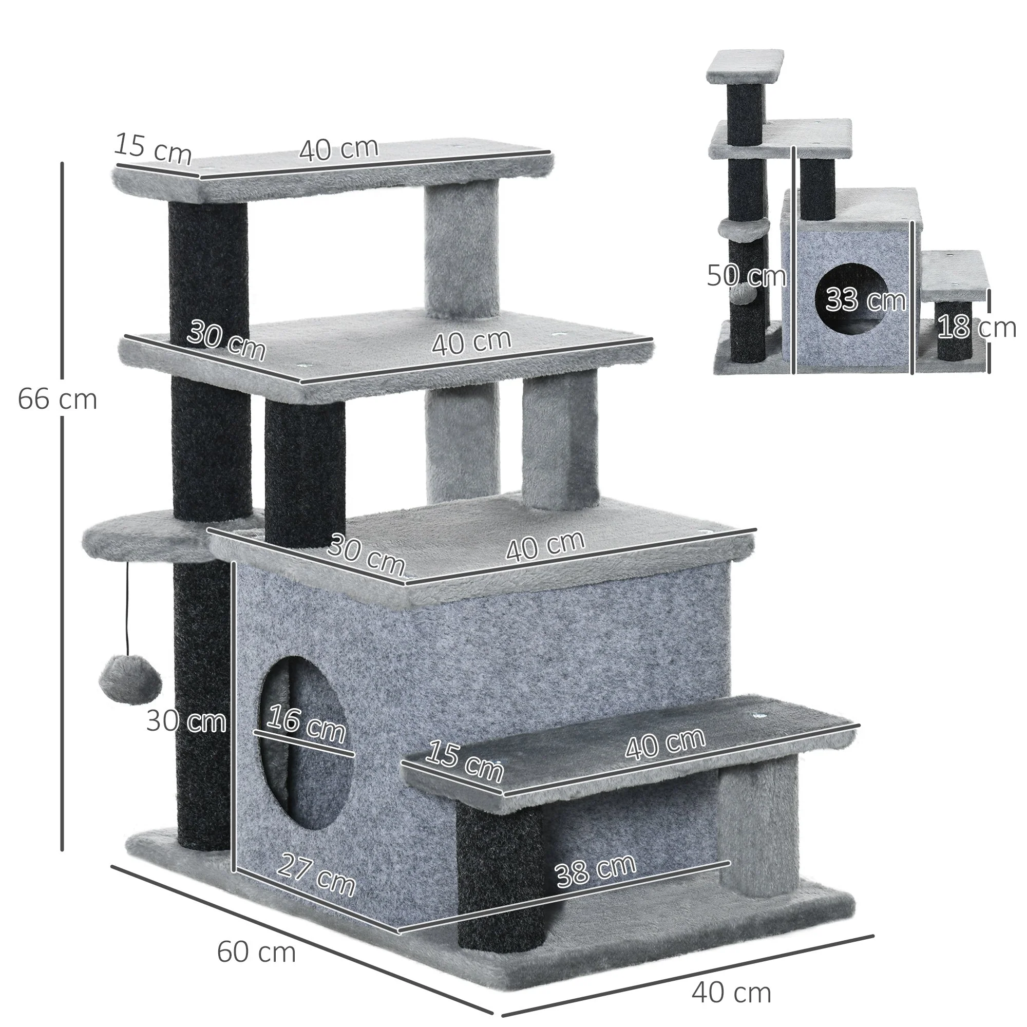PawHut 3-Step/ 4-Step Adjustable Height Pet Stairs - Image 4