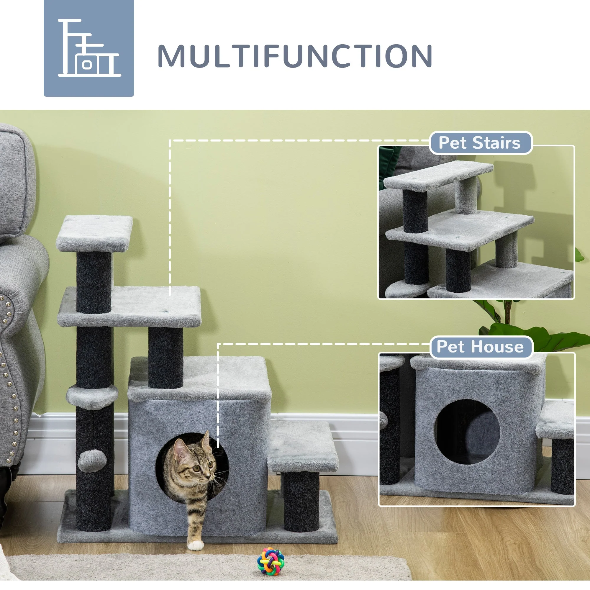 PawHut 3-Step/ 4-Step Adjustable Height Pet Stairs - Image 6